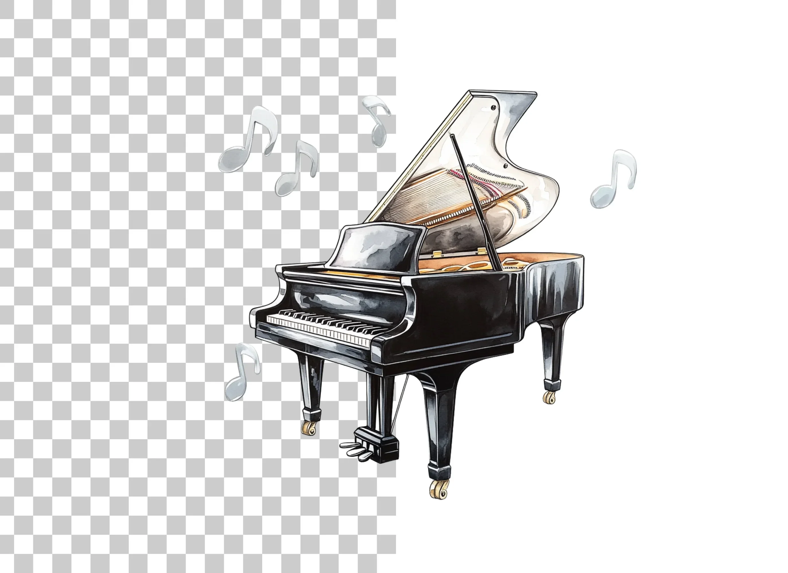 Grand Pianos with Music Notes Clipart Bundle - Image 3