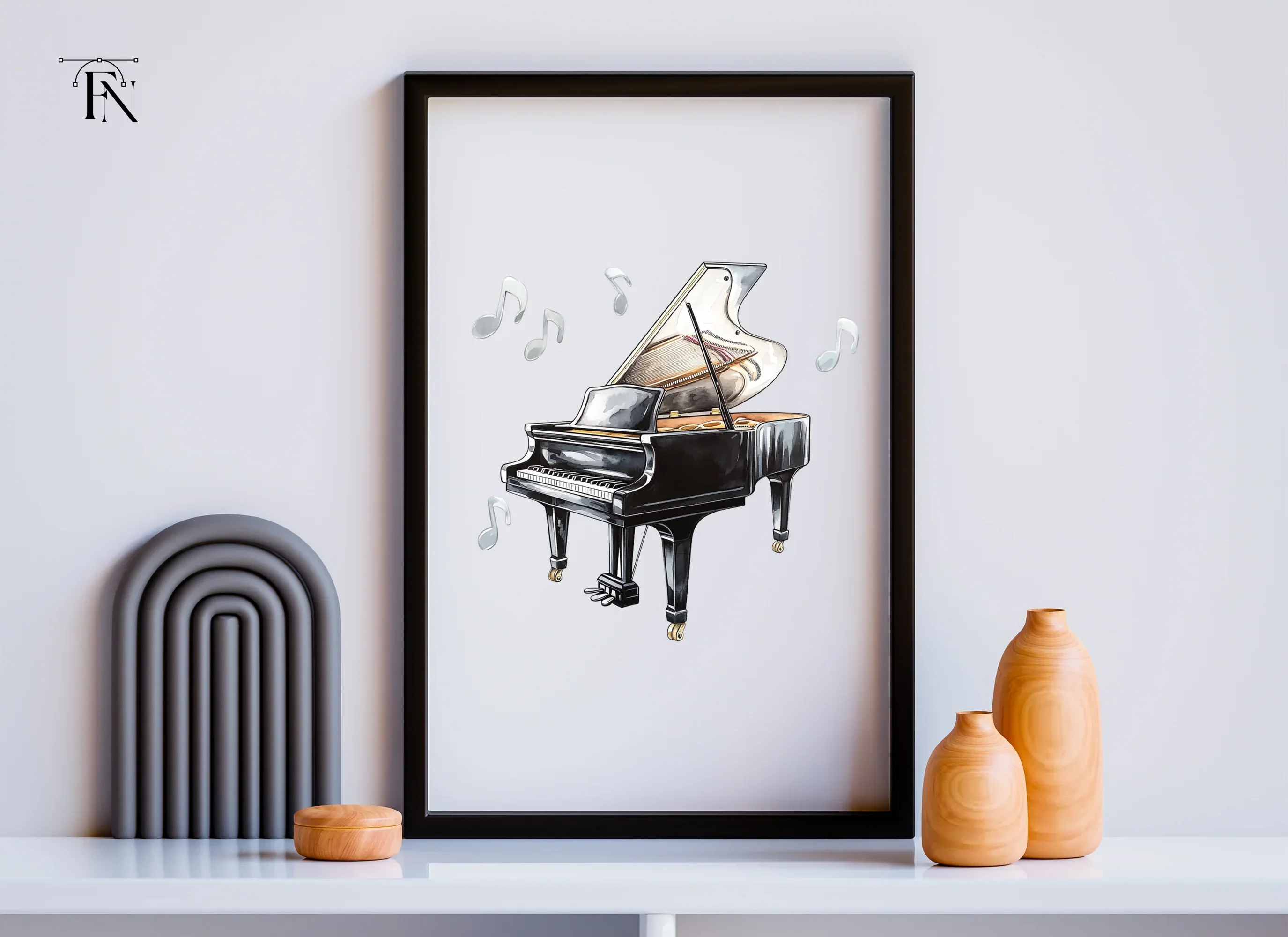 Grand Pianos with Music Notes Clipart Bundle - Image 4