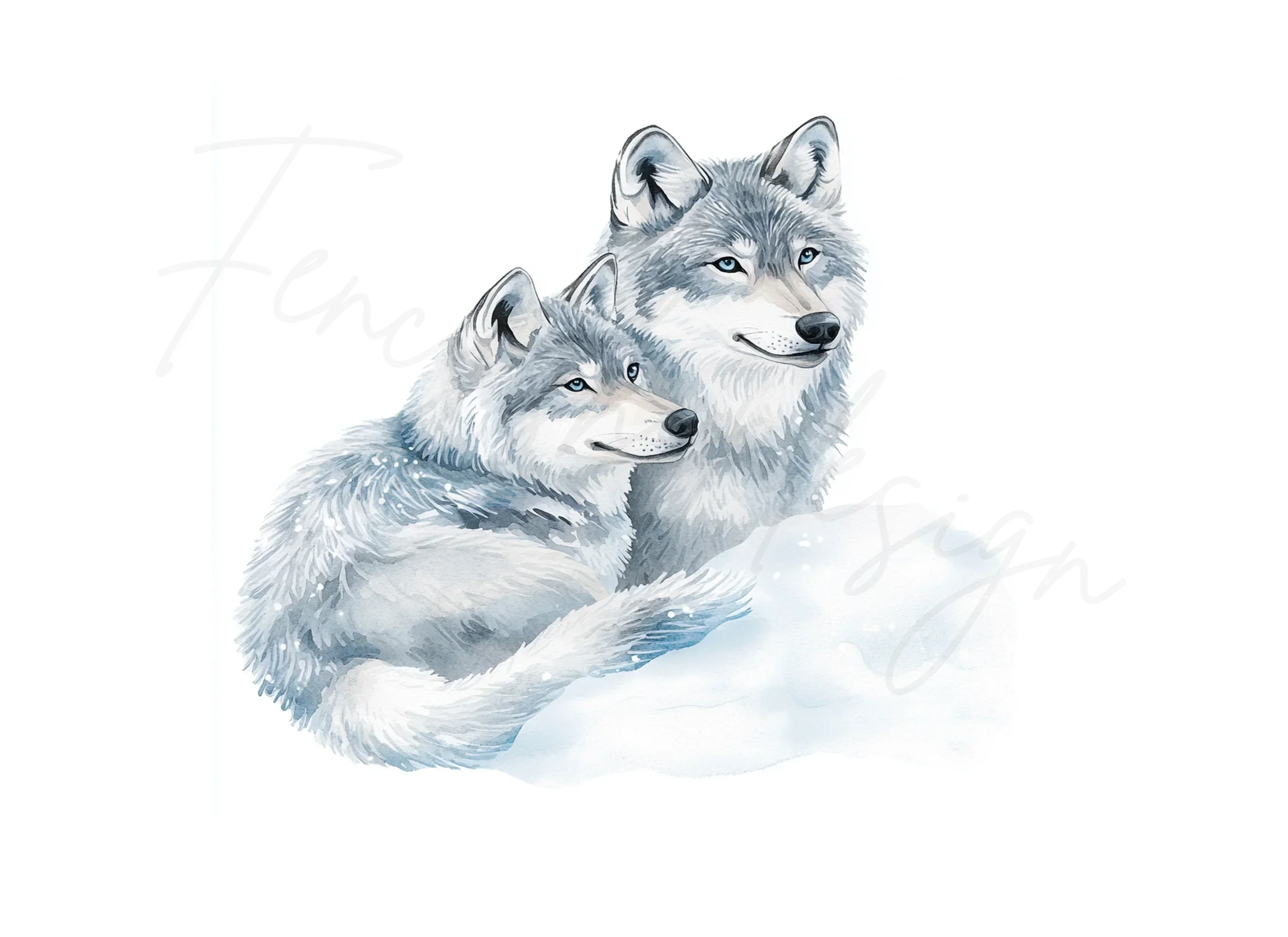 Gray Wolf Couple Clipart Bundle - Image 2