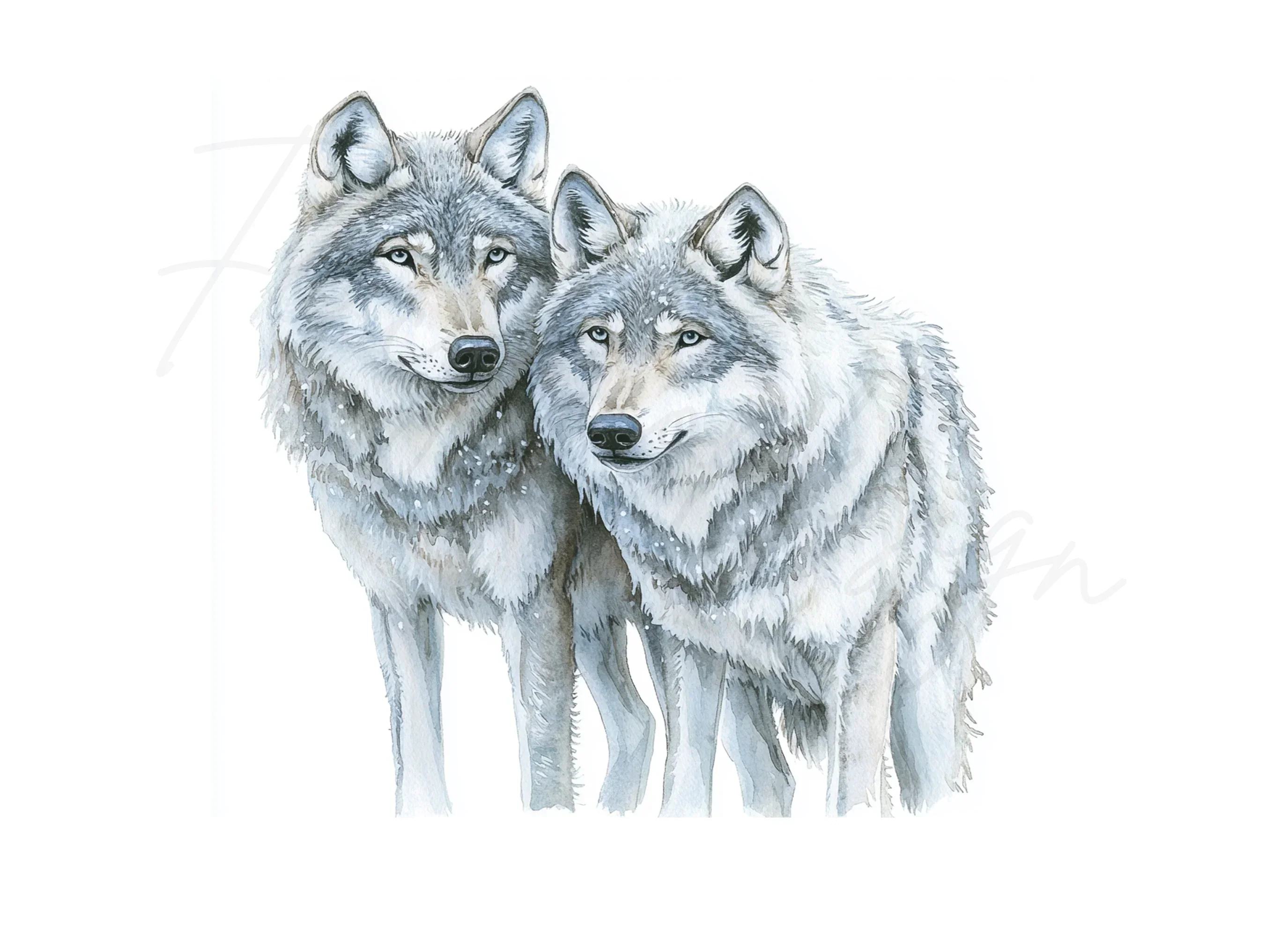 Gray Wolf Couple Clipart Bundle - Image 3