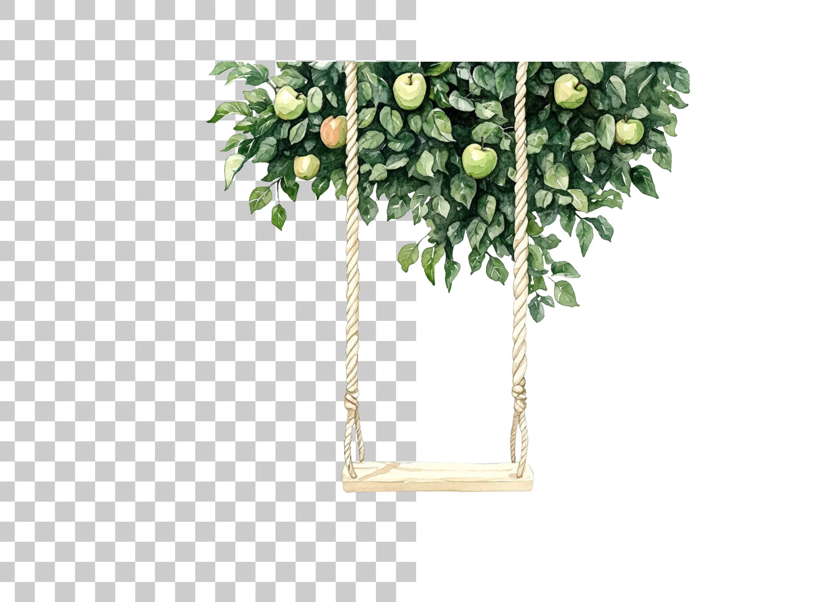 Green Apple Tree Swing Clipart Bundle - Image 6