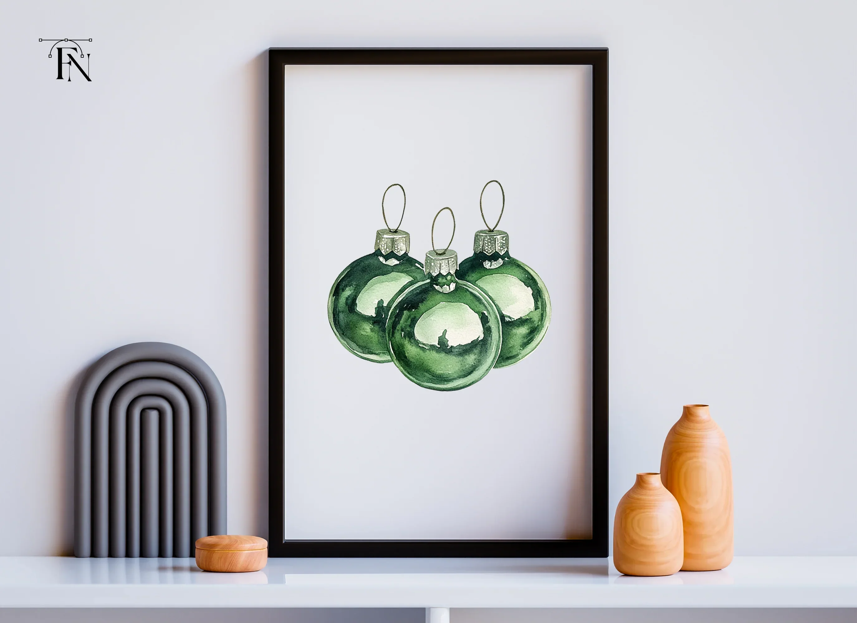 Green Christmas Ornaments Clipart Bundle - Image 6