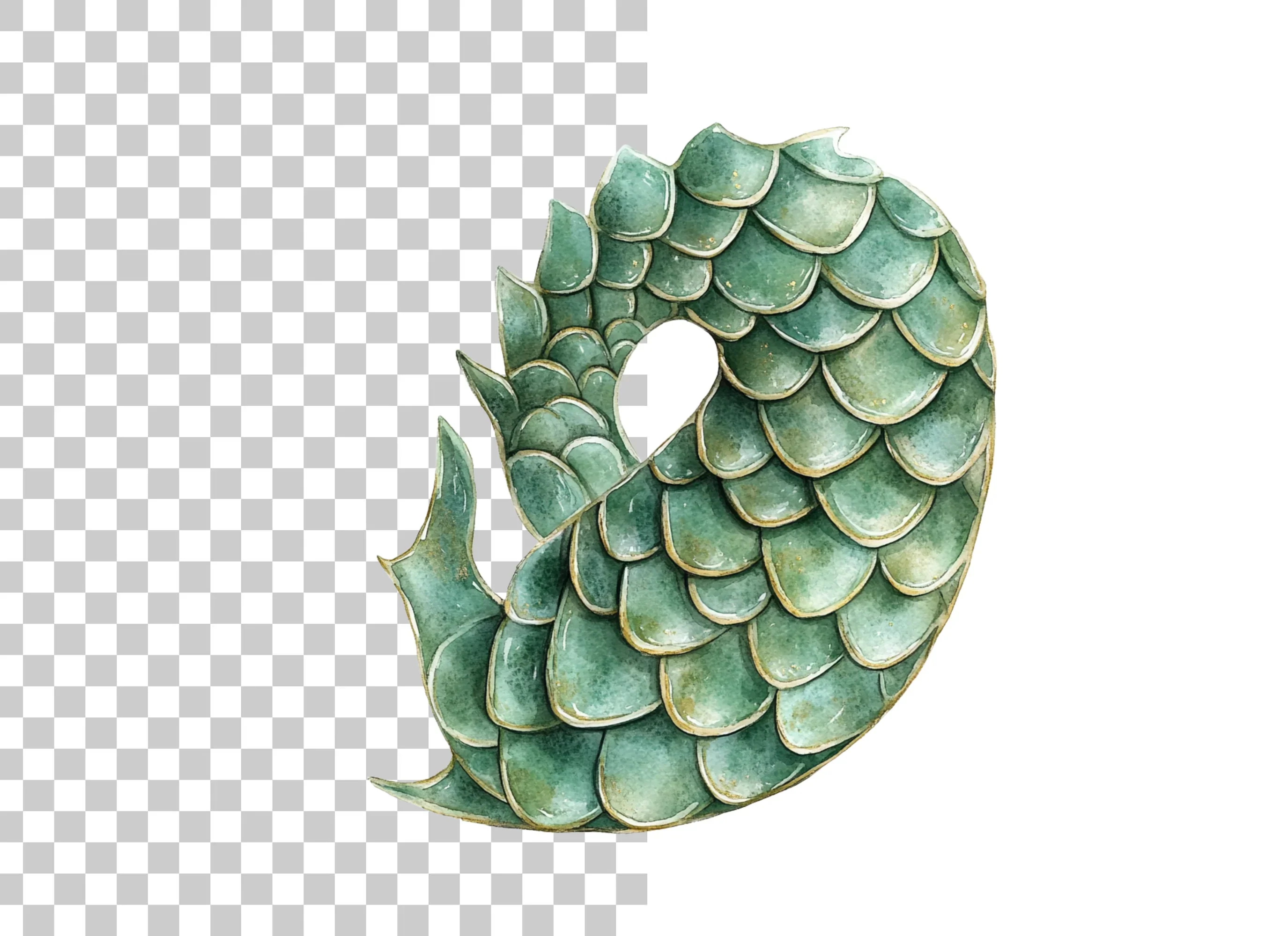Green Dragon Scales Clipart Bundle - Image 2