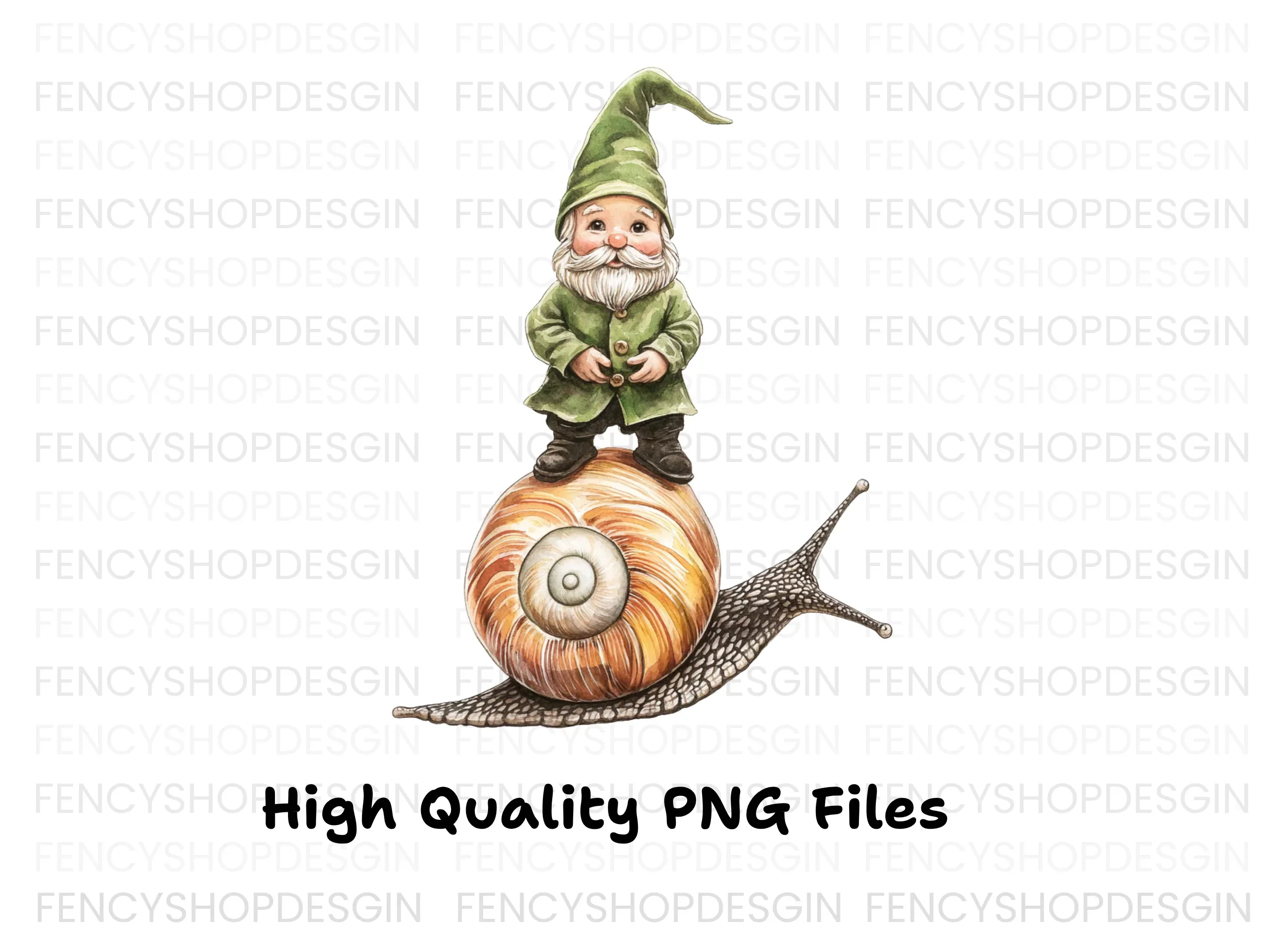 Green Hat Gnomes Riding Snails Clipart Bundle - Image 3