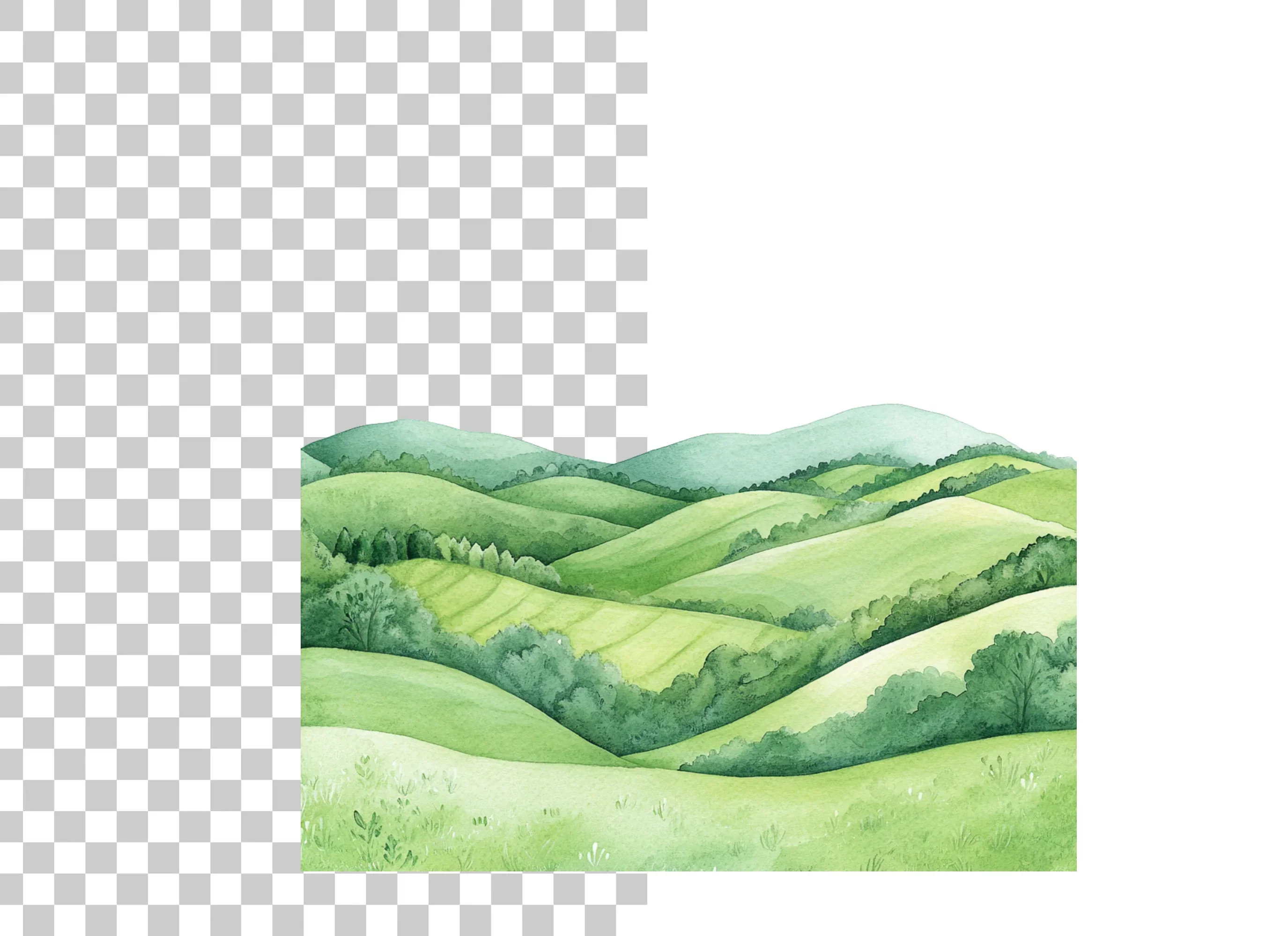 Green Hills Landscape Clipart Bundle - Image 2