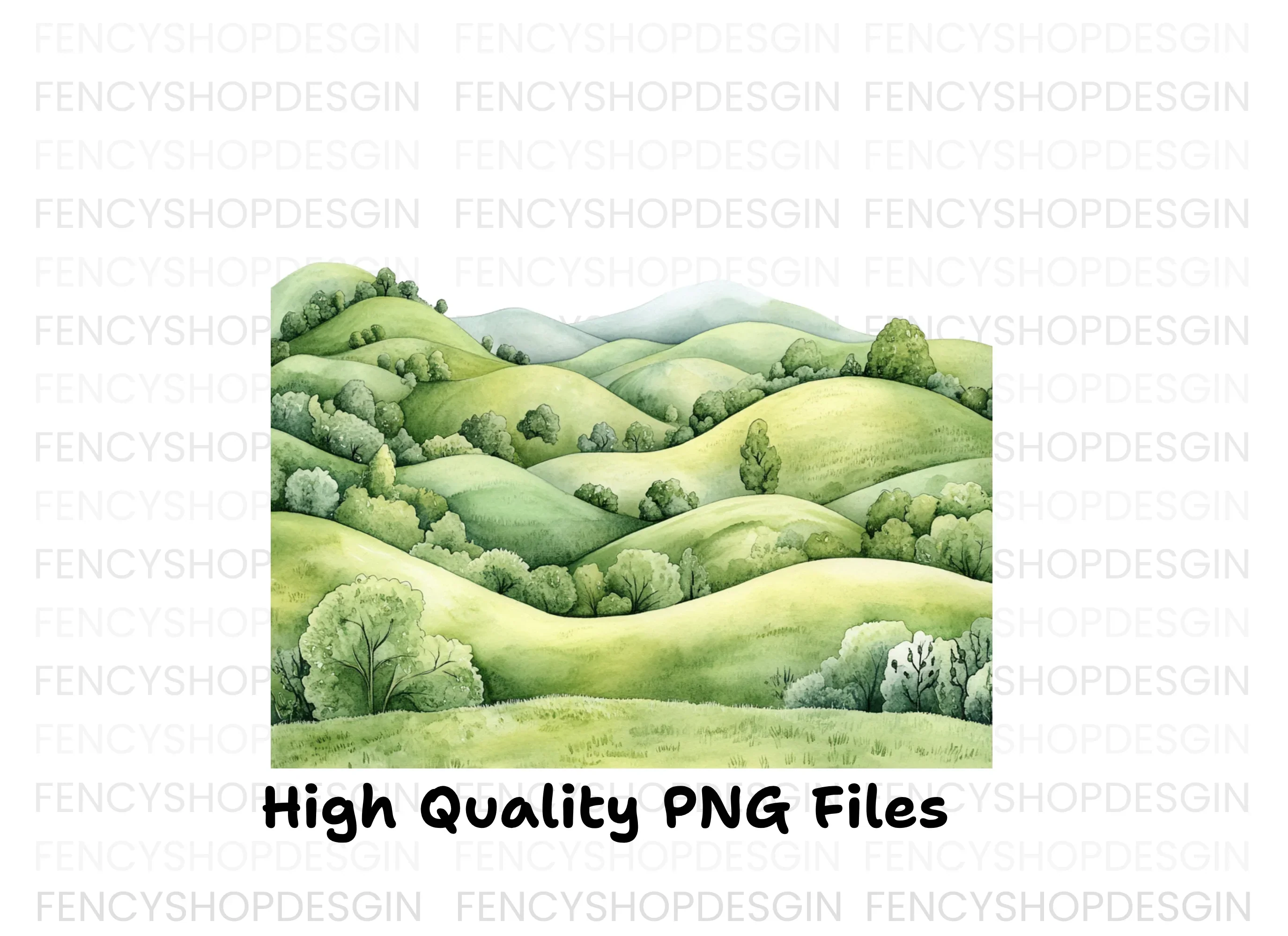 Green Hills Landscape Clipart Bundle - Image 3