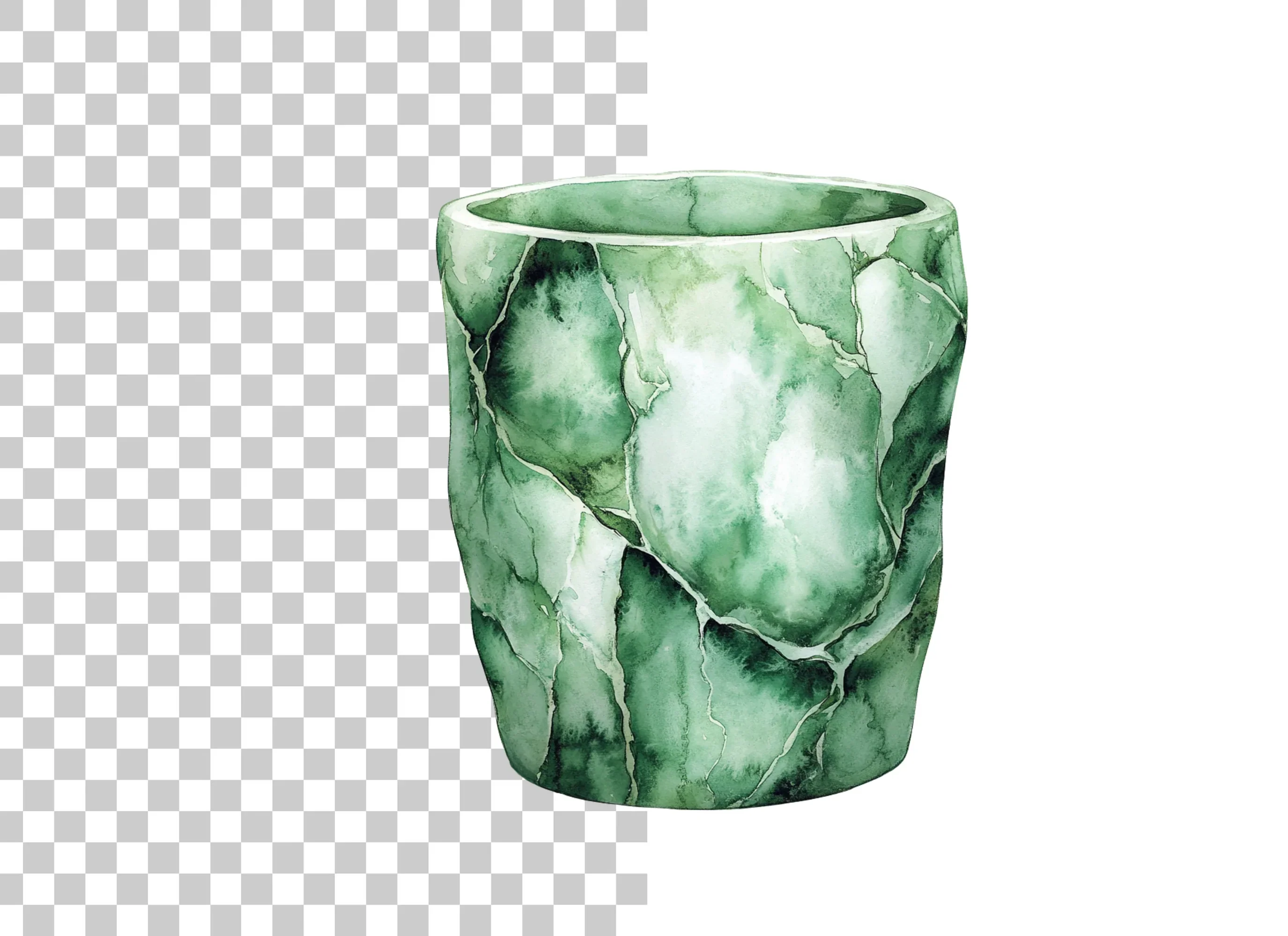 Green Marble Texture Cup Clipart Bundle - Image 2