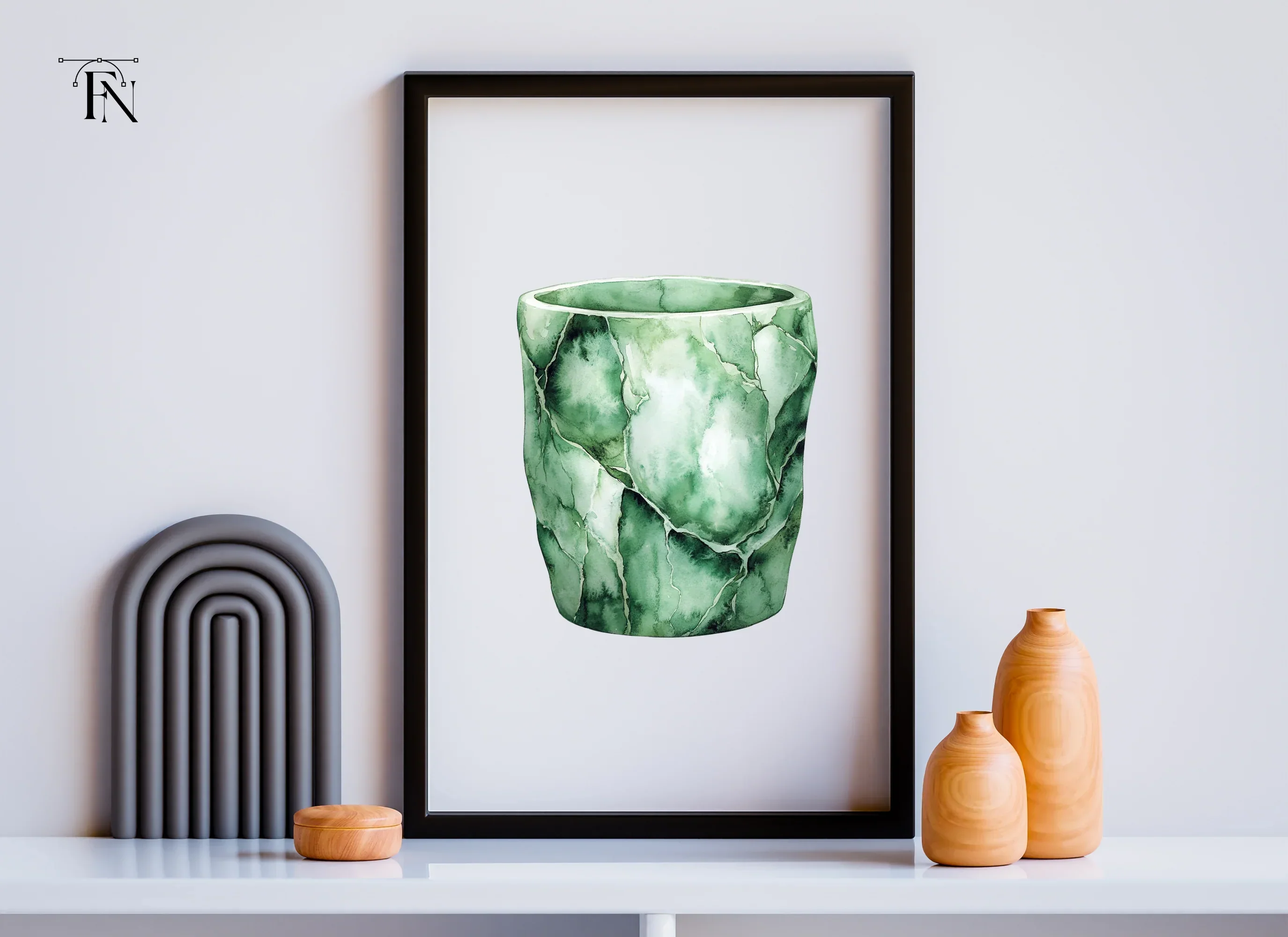 Green Marble Texture Cup Clipart Bundle - Image 6