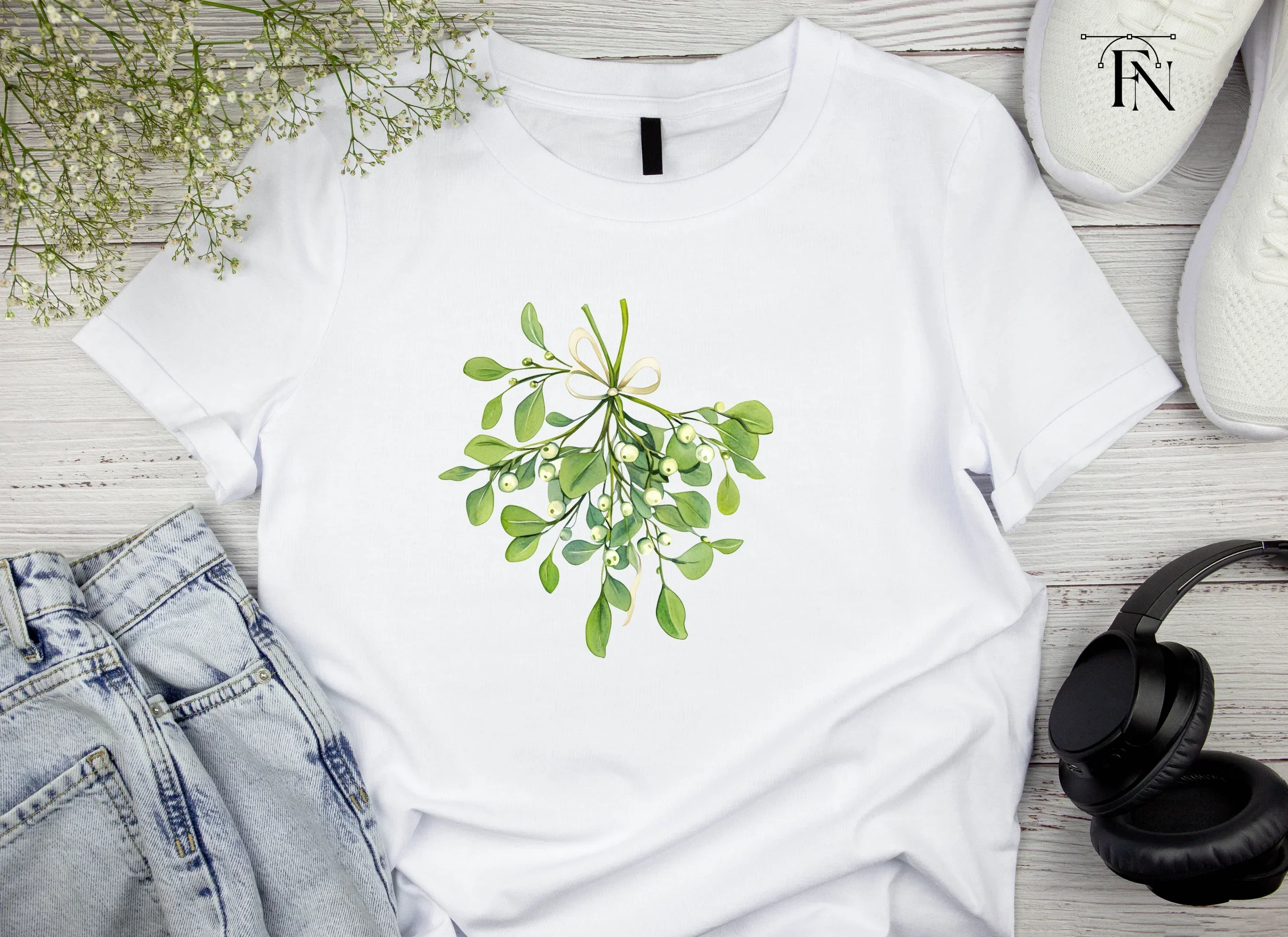 Green Mistletoe with Berries Clipart Bundle - Image 4