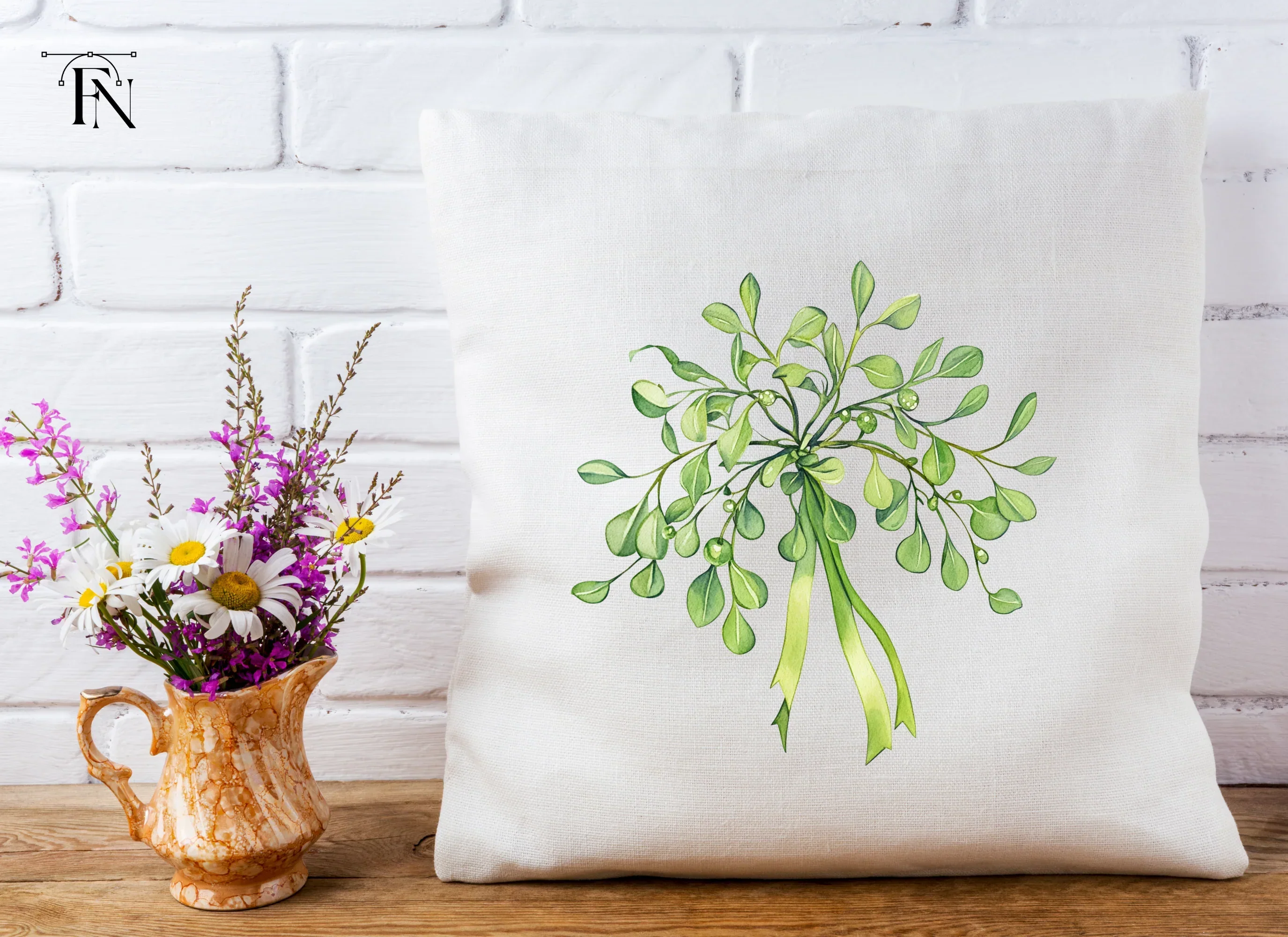 Green Mistletoe with Berries Clipart Bundle - Image 5