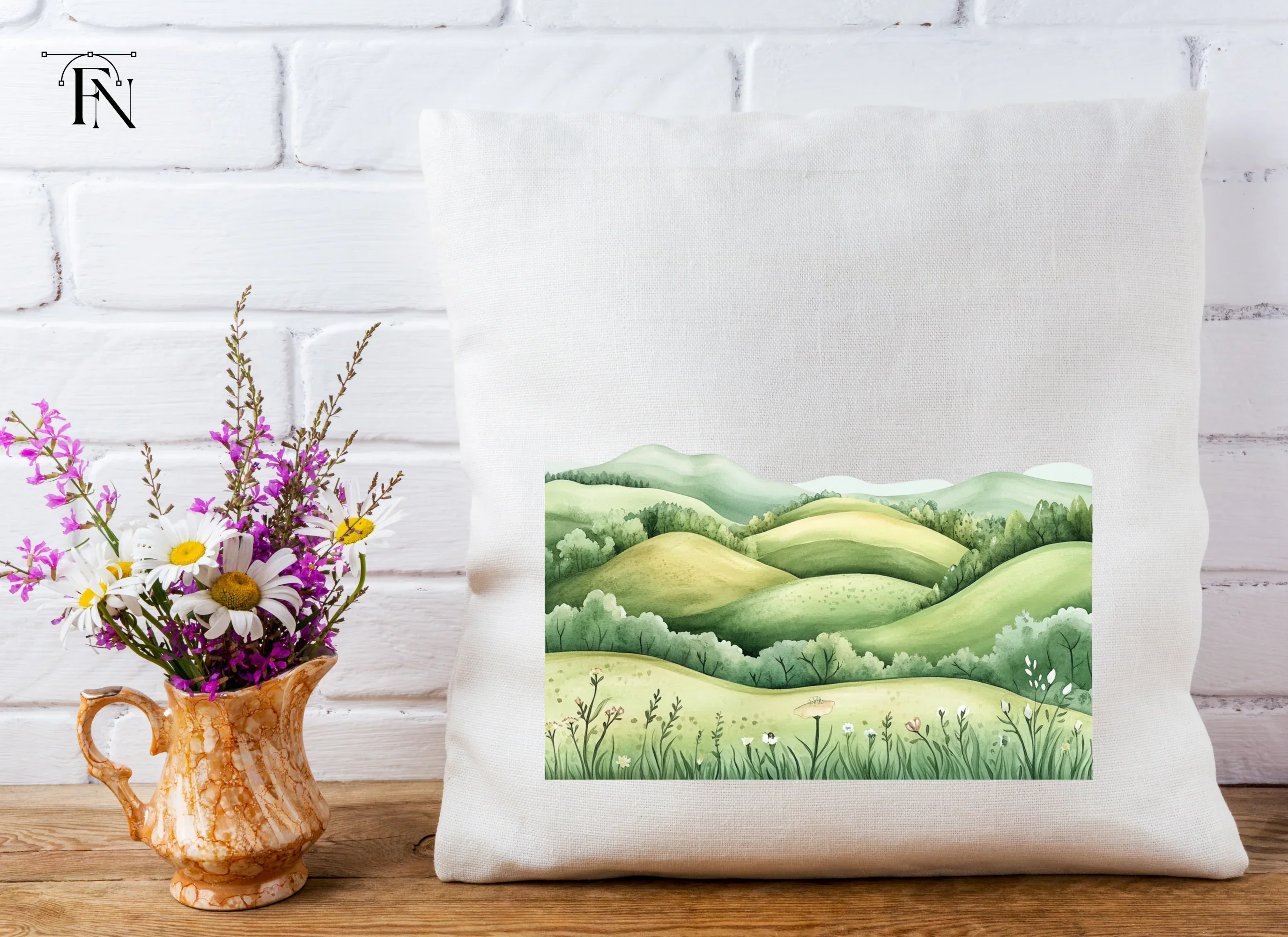 Green Rolling Hills Landscape Clipart Bundle - Image 5