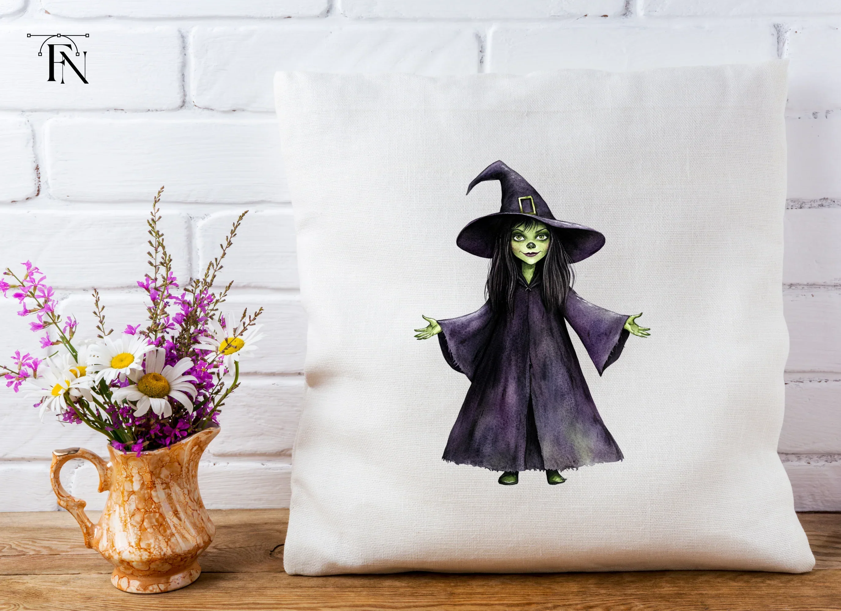 Green Skinned Witch Halloween Clipart Bundle - Image 4