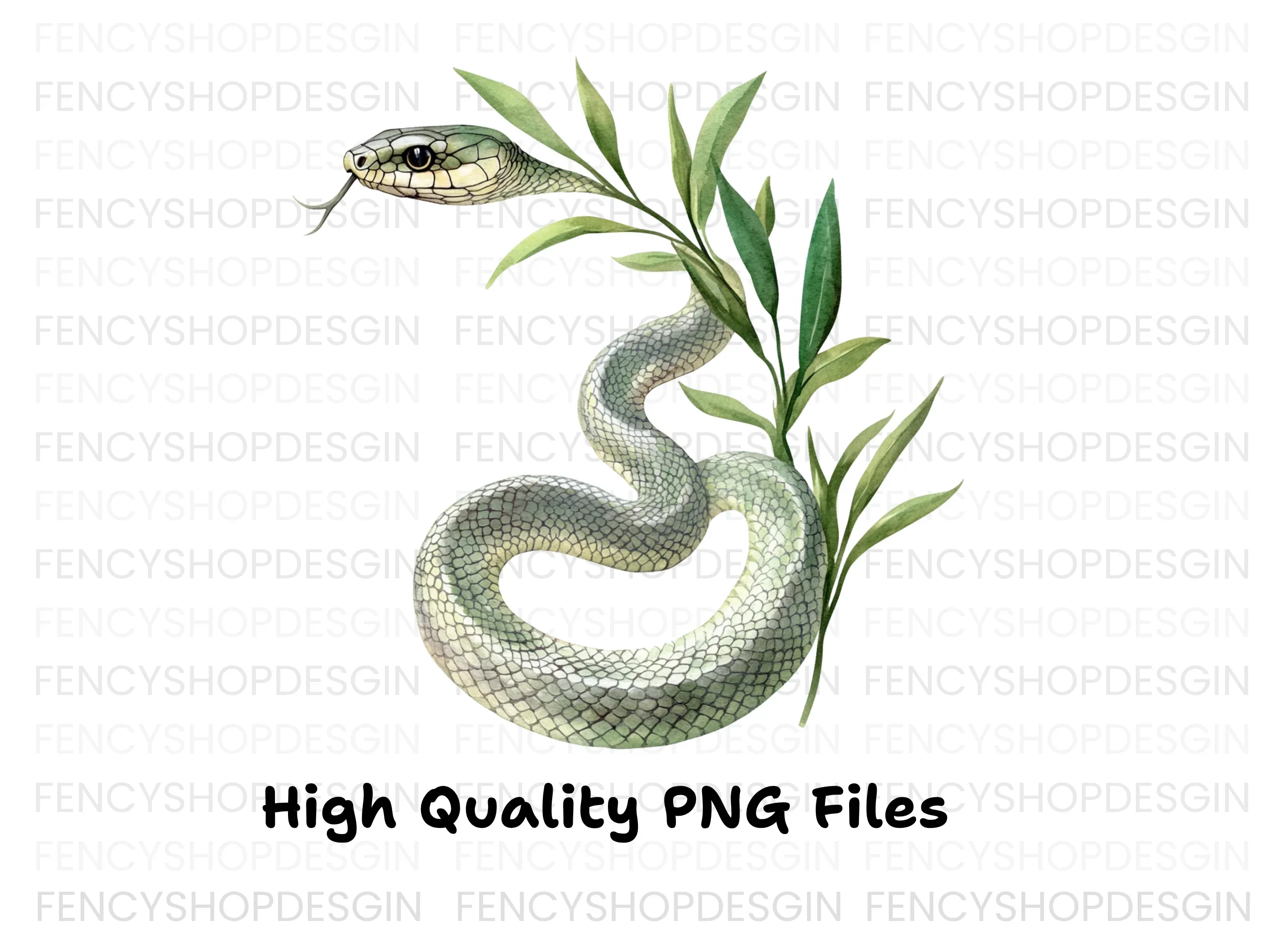 Green Snake with Olive Branch Clipart Bundle - Image 2