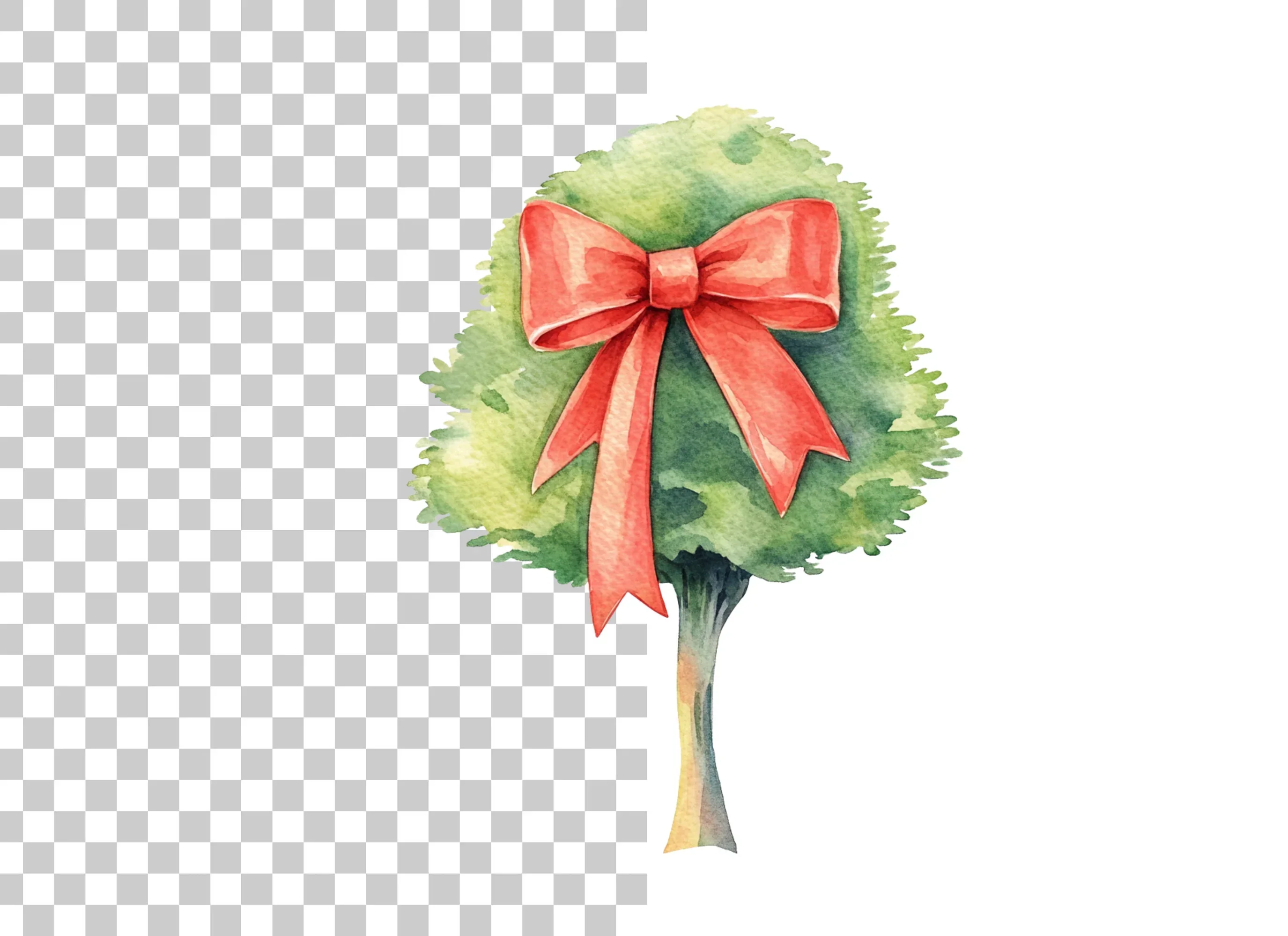 Green Trees with Red Bows Clipart Bundle - Image 2
