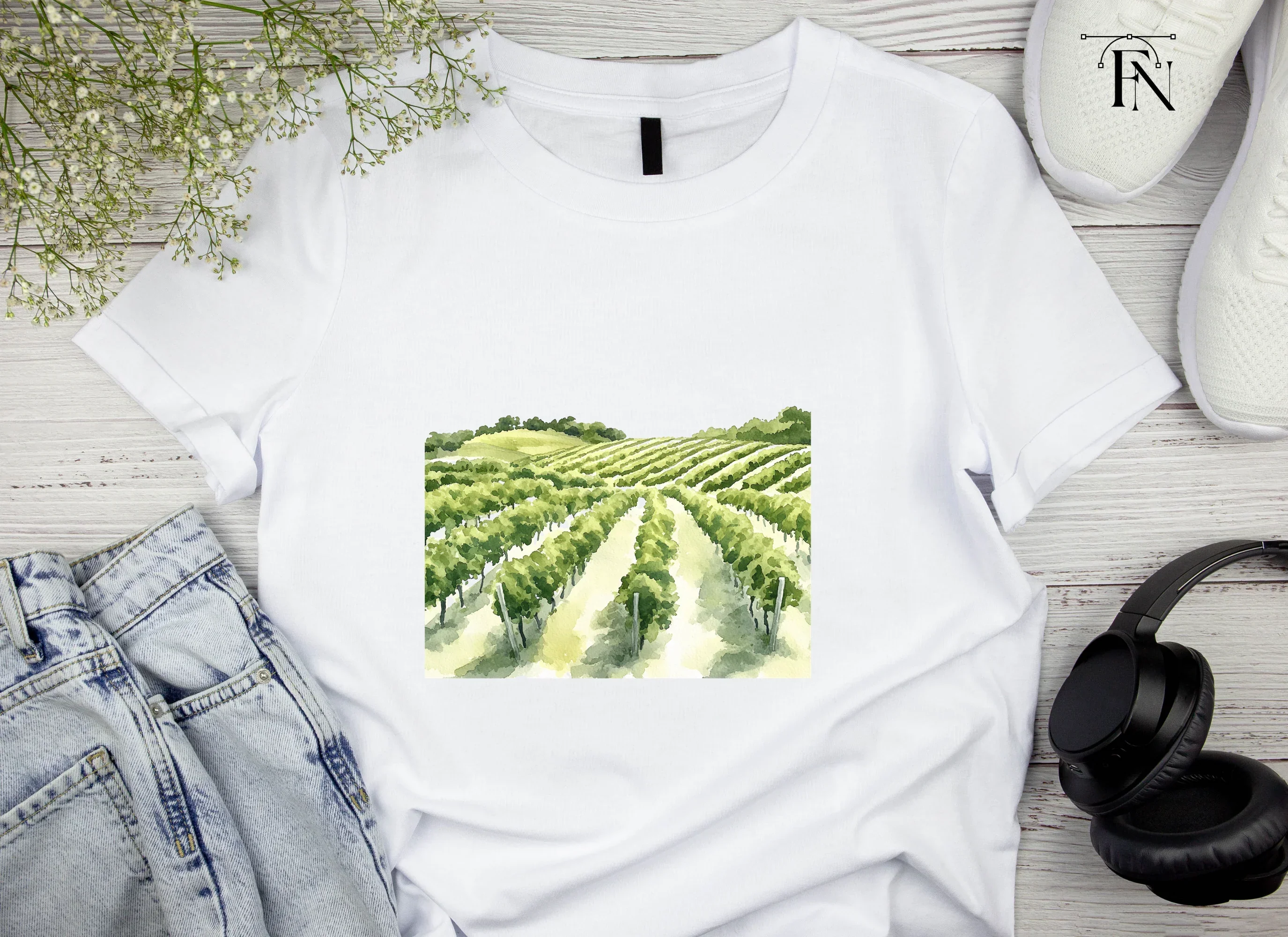 Green Vineyard Rows Clipart Bundle - Image 5