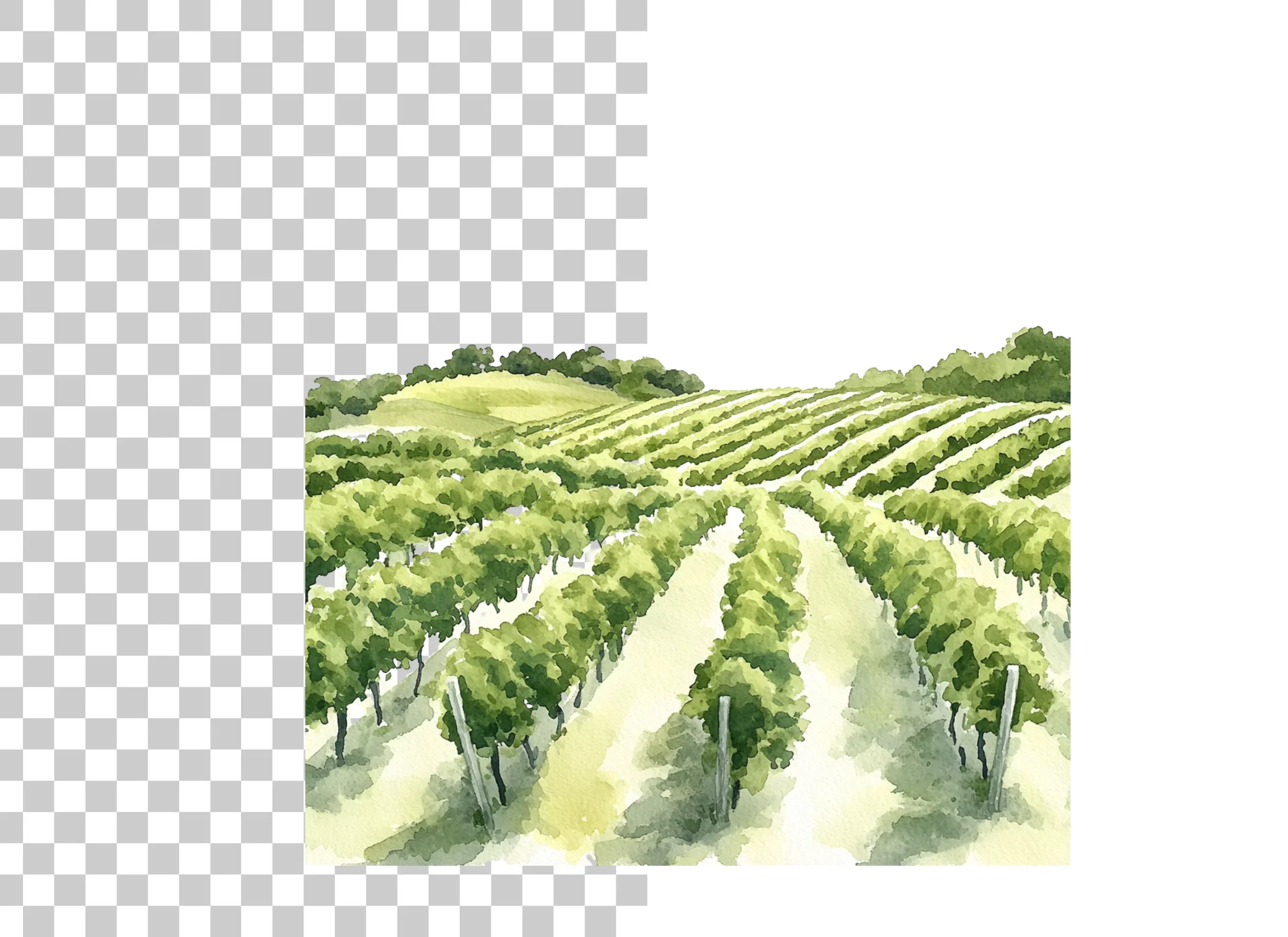 Green Vineyard Rows Clipart Bundle - Image 6
