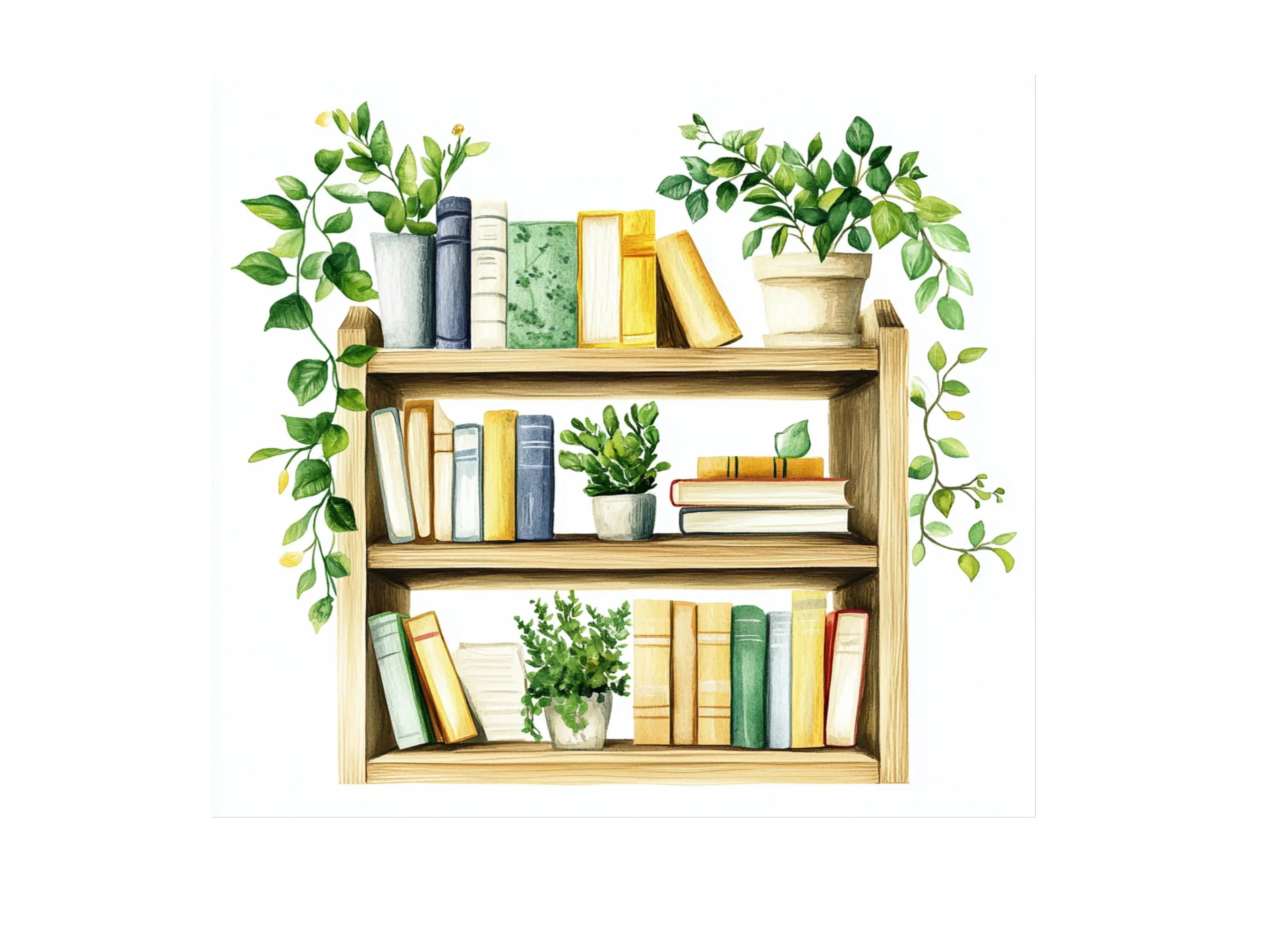 Greenery Bookshelf Clipart Bundle - Image 3