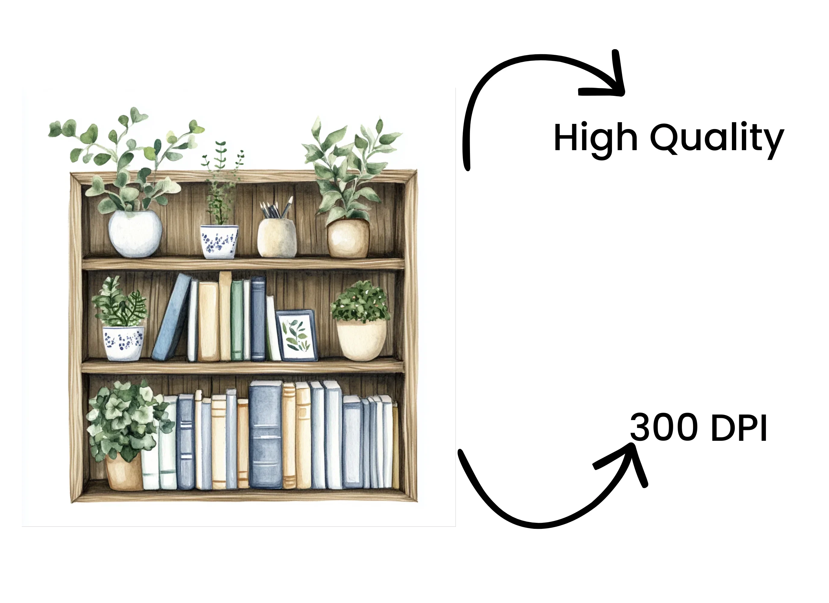 Greenery Bookshelf Clipart Bundle - Image 4