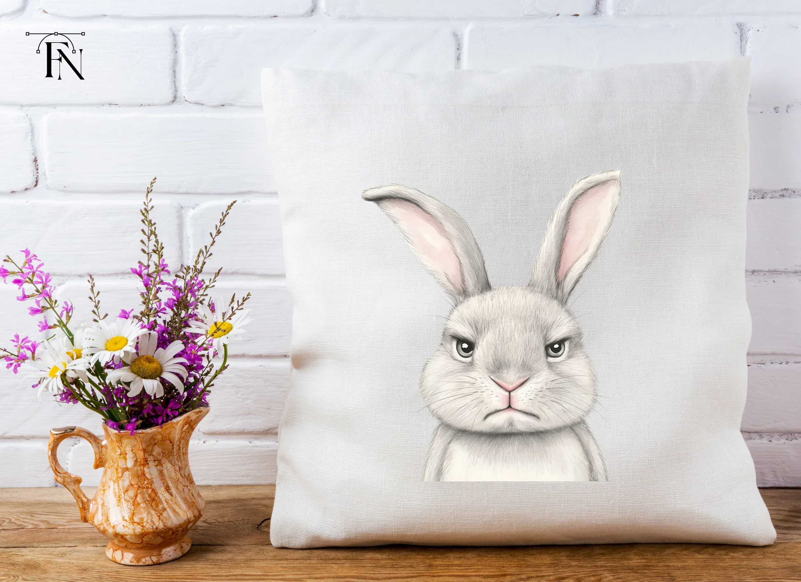 Grumpy Rabbit Faces Clipart Bundle - Image 4
