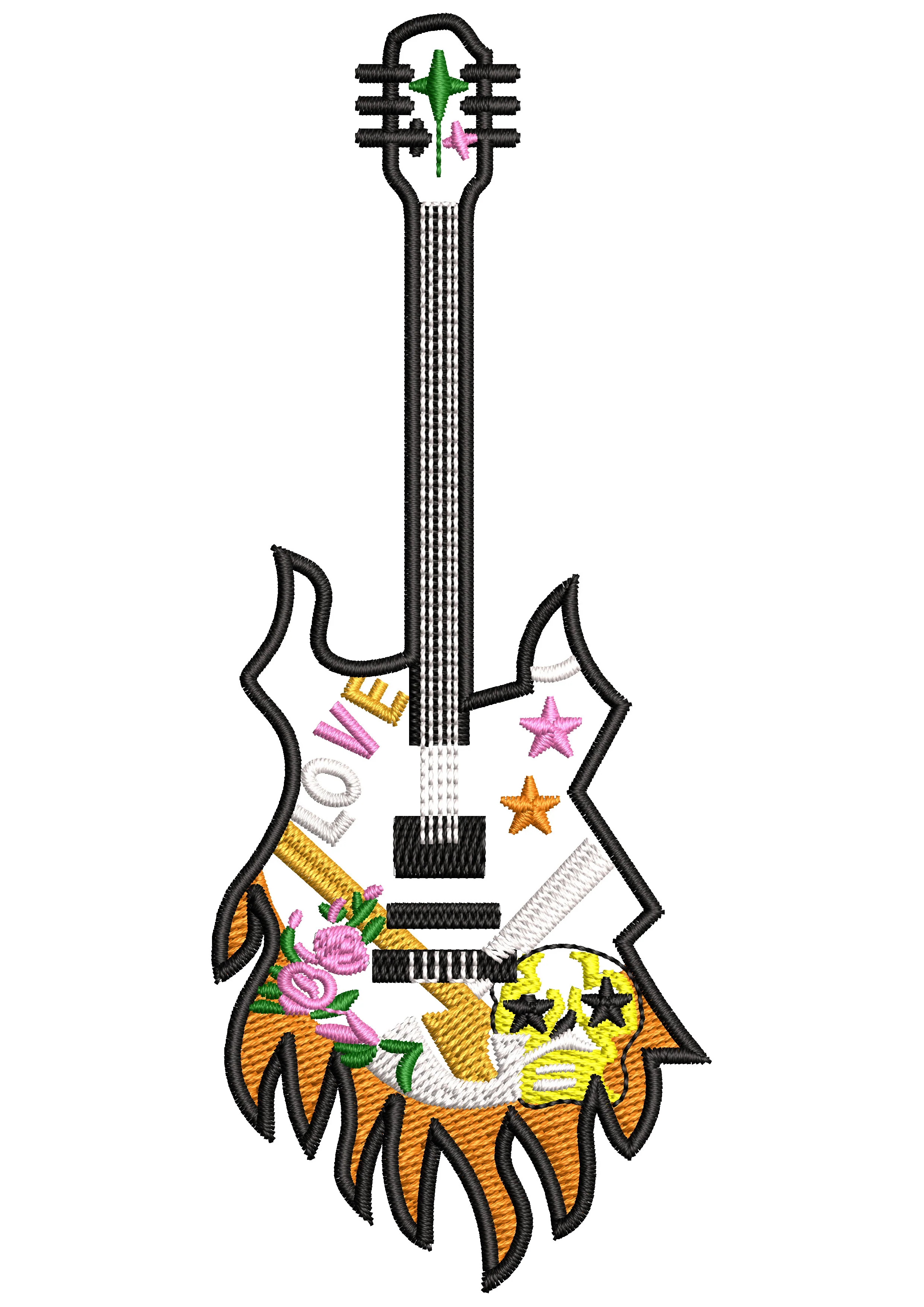 Guitar Embroidery Design