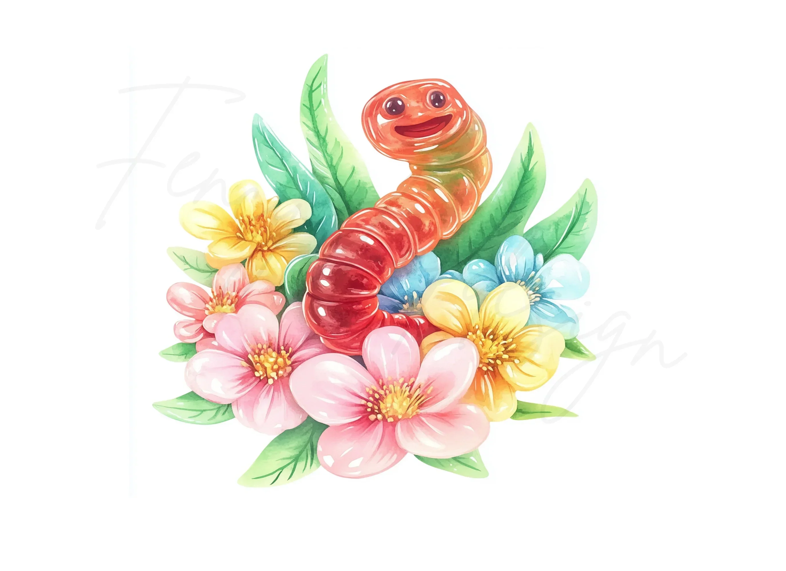 Gummy Worm and Candy Floral Clipart Bundle - Image 2