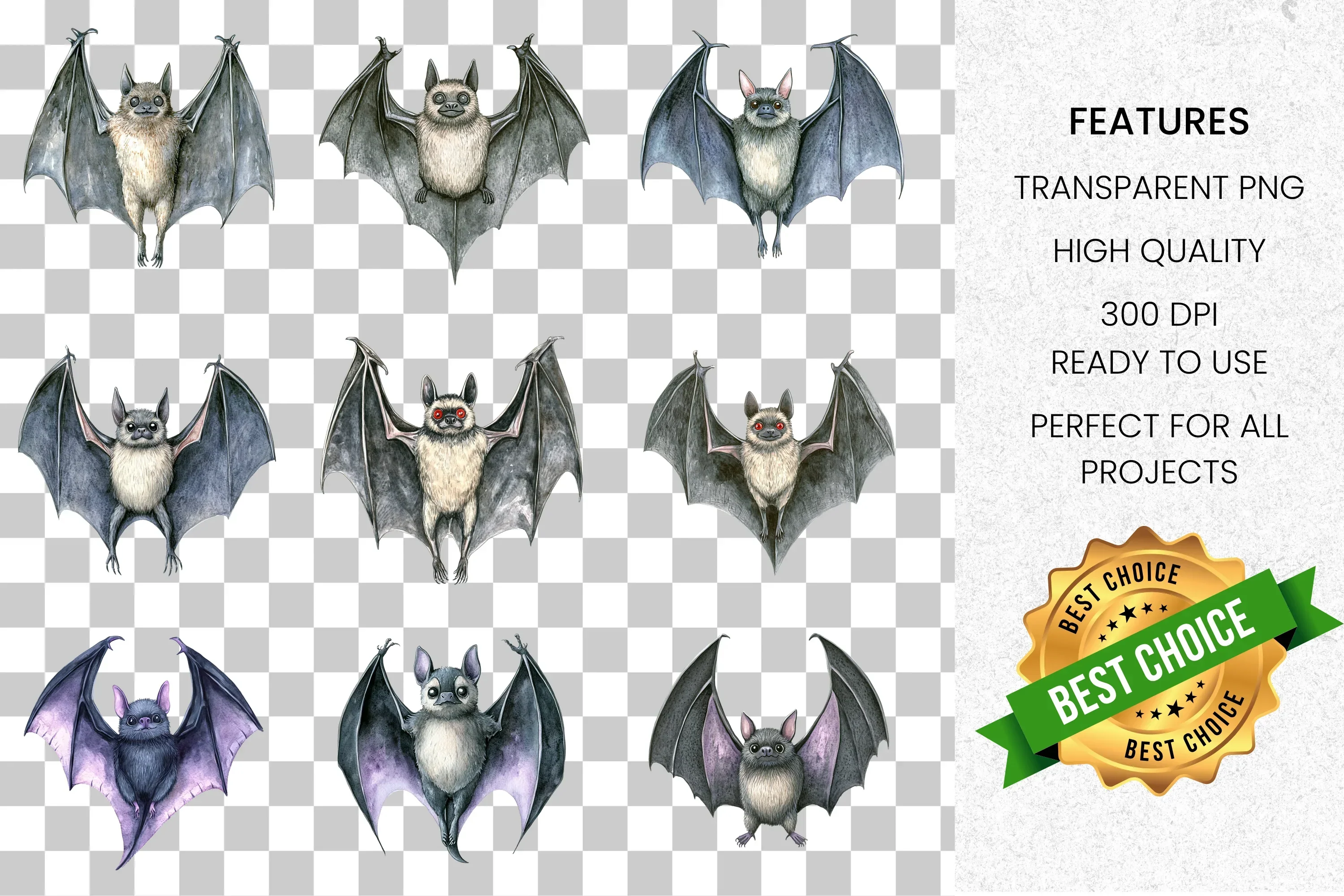 Halloween Bat Clipart Bundle - Image 2