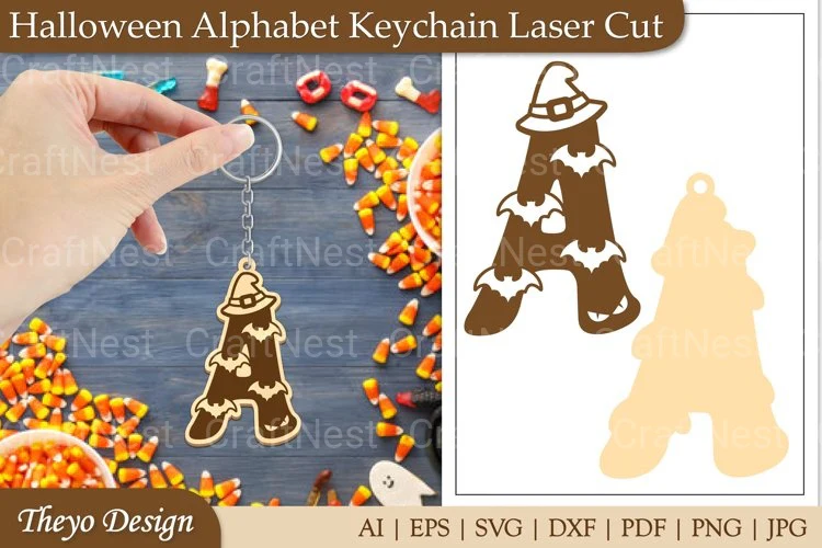 Halloween Keychain Alphabet SVG