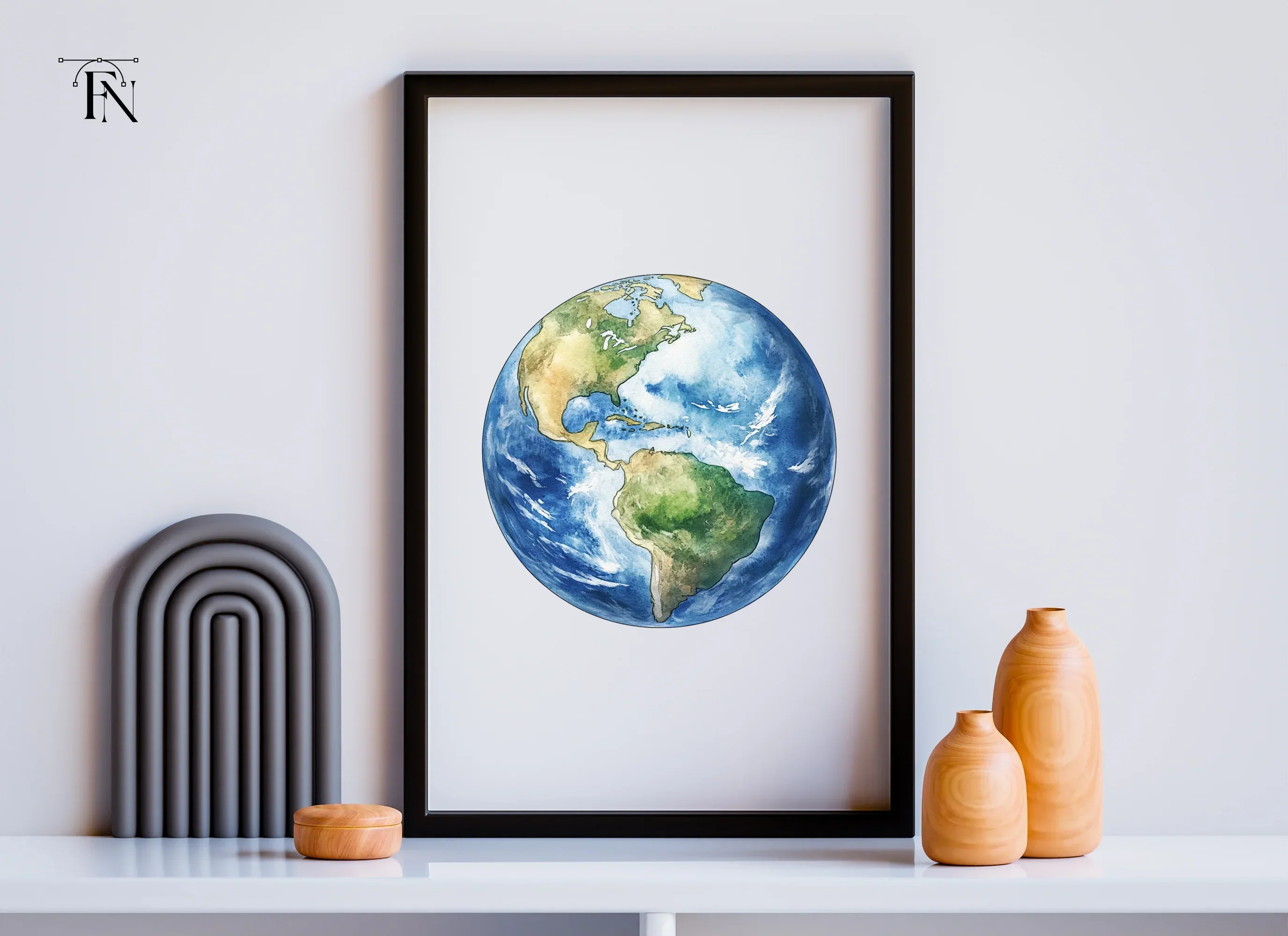Hand Painted Earth Globes Clipart Bundle - Image 4
