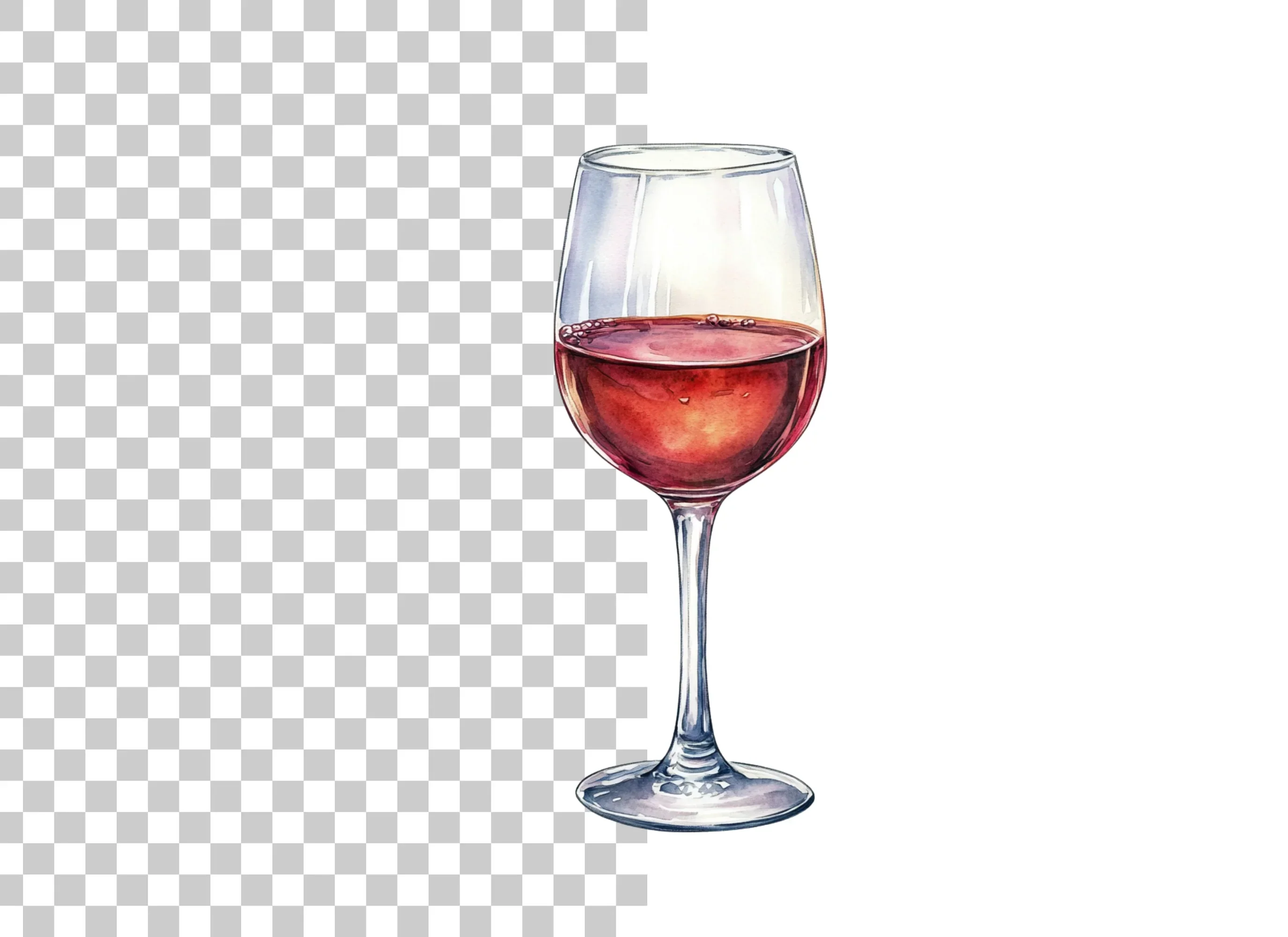 Hand Painted Red Wine Glass Illustrations Clipart Bundle - Image 6