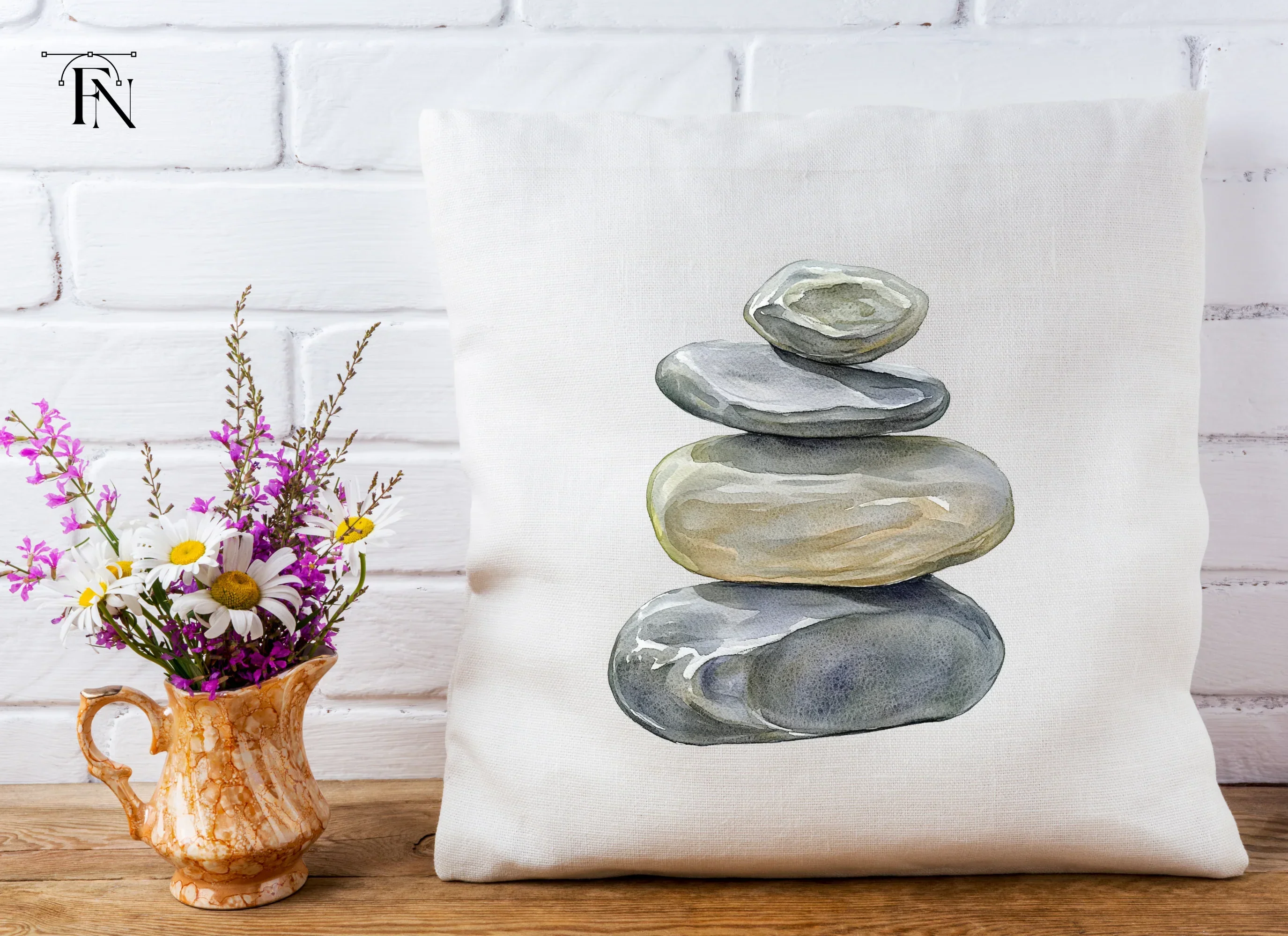 Hand Painted Rock Stacks Clipart Bundle - Image 3