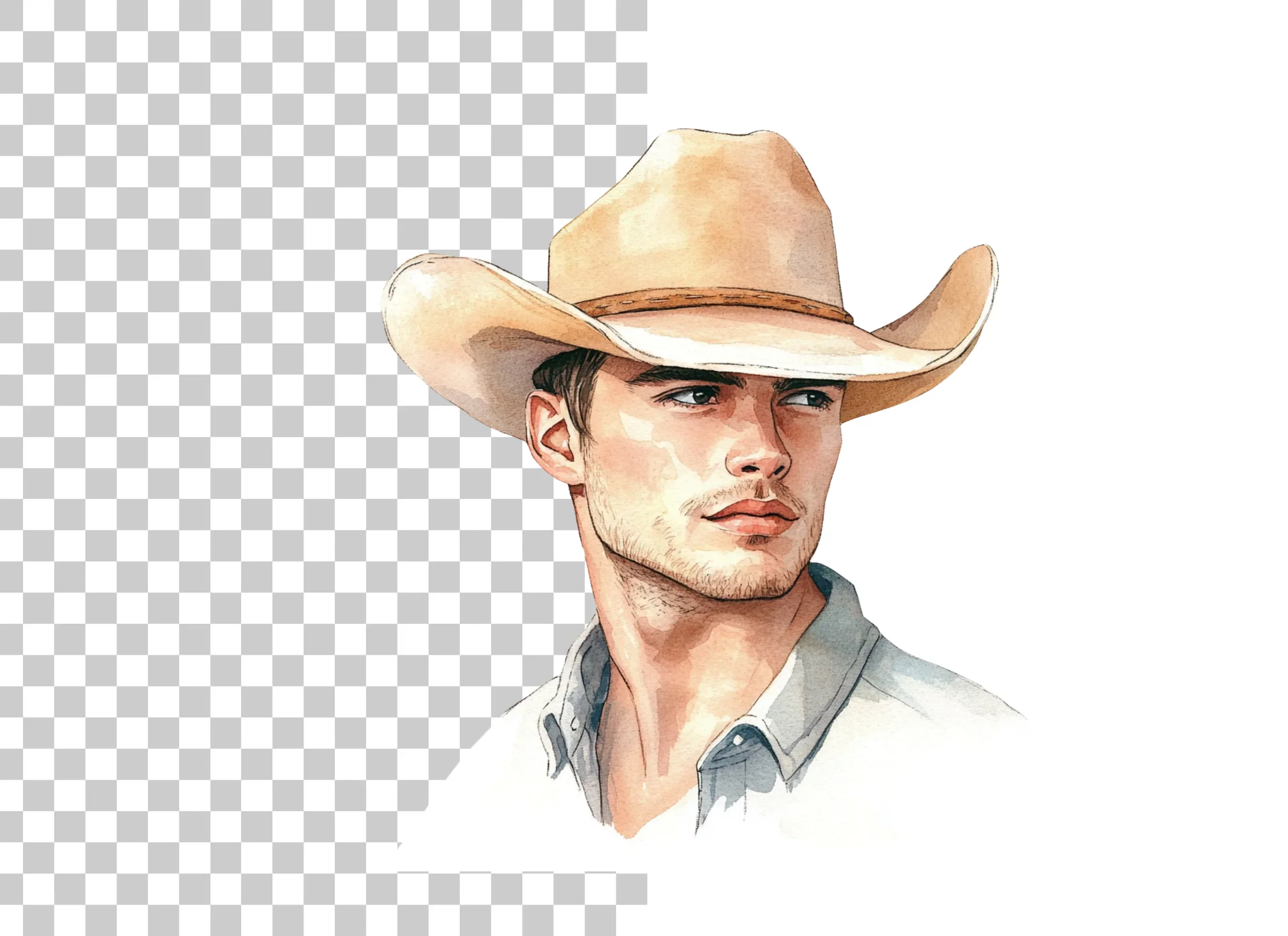 Handsome Cowboy Portrait Clipart Bundle - Image 2