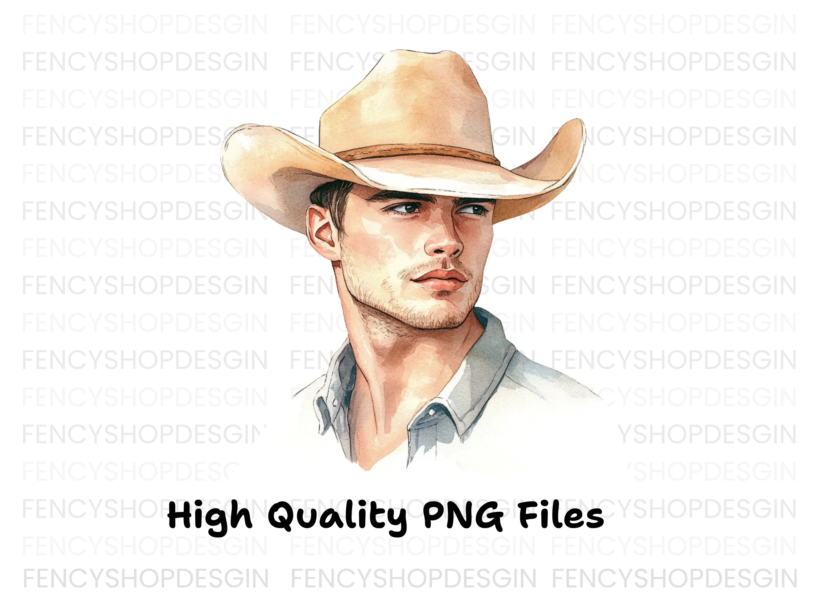 Handsome Cowboy Portrait Clipart Bundle - Image 3
