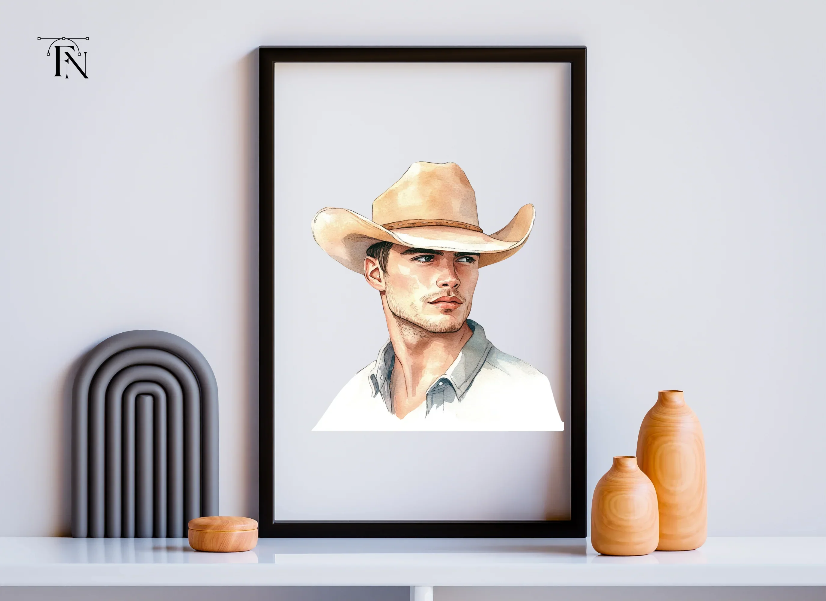 Handsome Cowboy Portrait Clipart Bundle - Image 6
