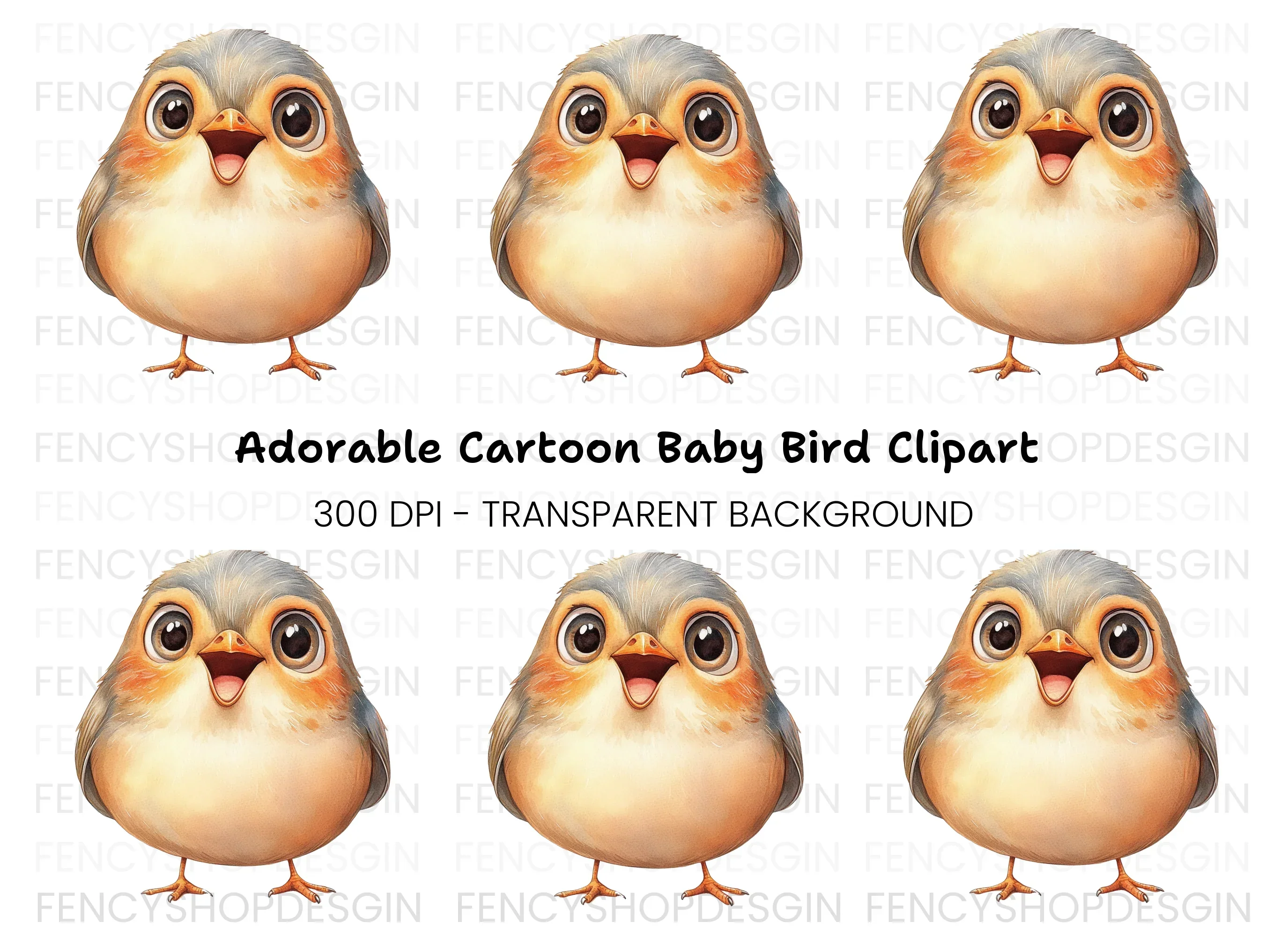 Happy Baby Bird Clipart Bundle