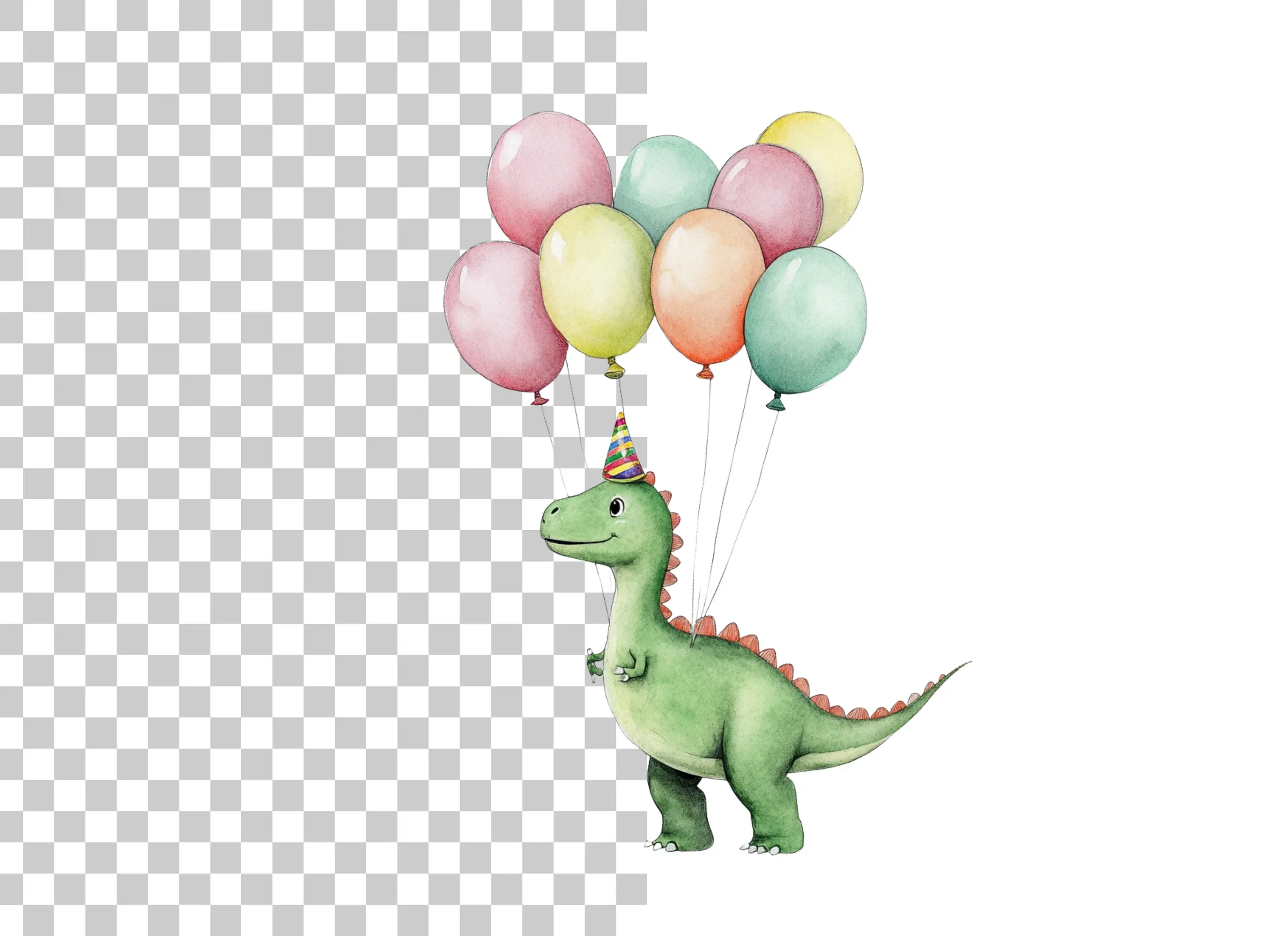 Happy Dinosaur with Balloons Clipart Bundle - Image 6