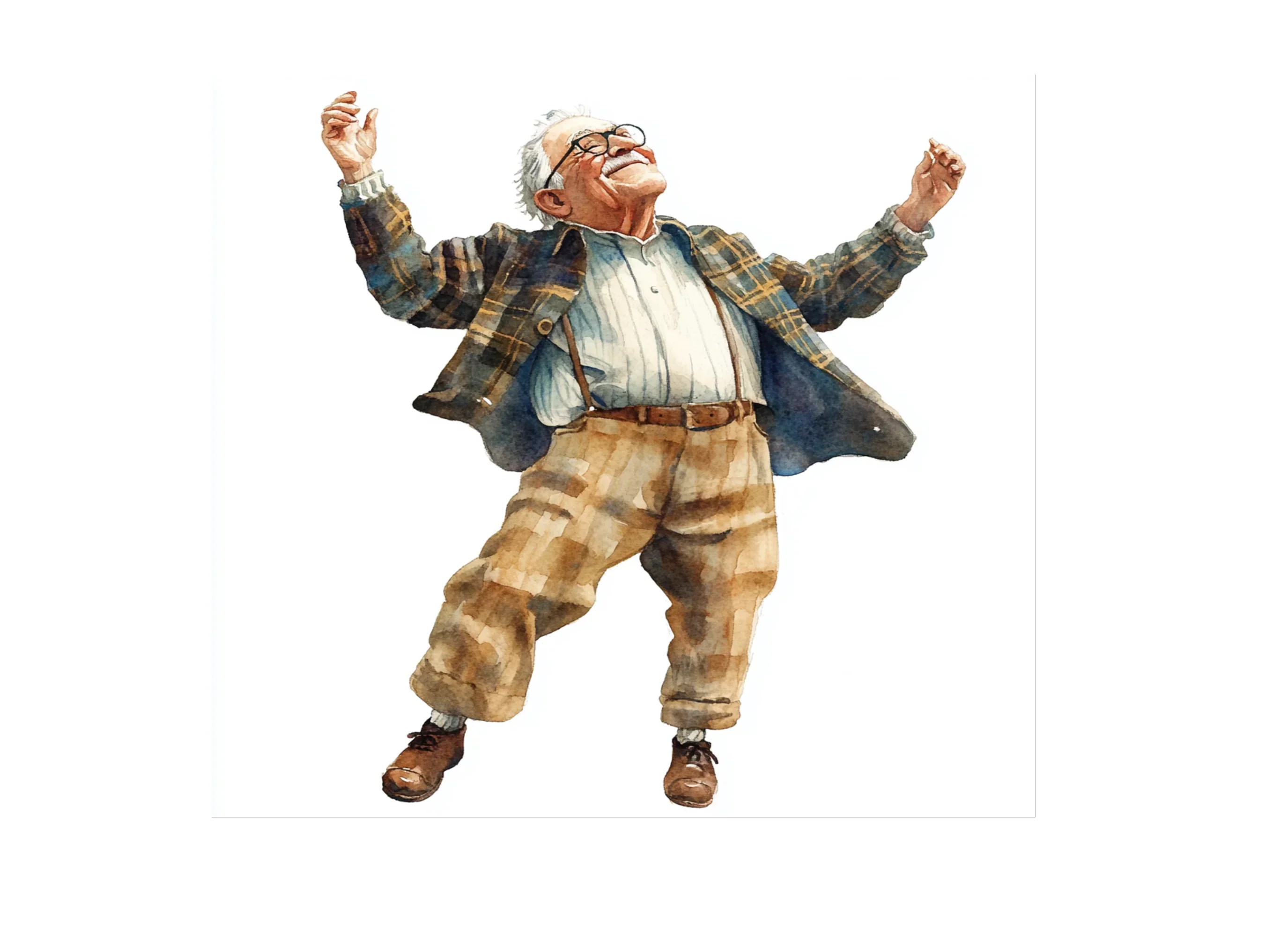 Happy Elderly Men Dancing Clipart Bundle - Image 3