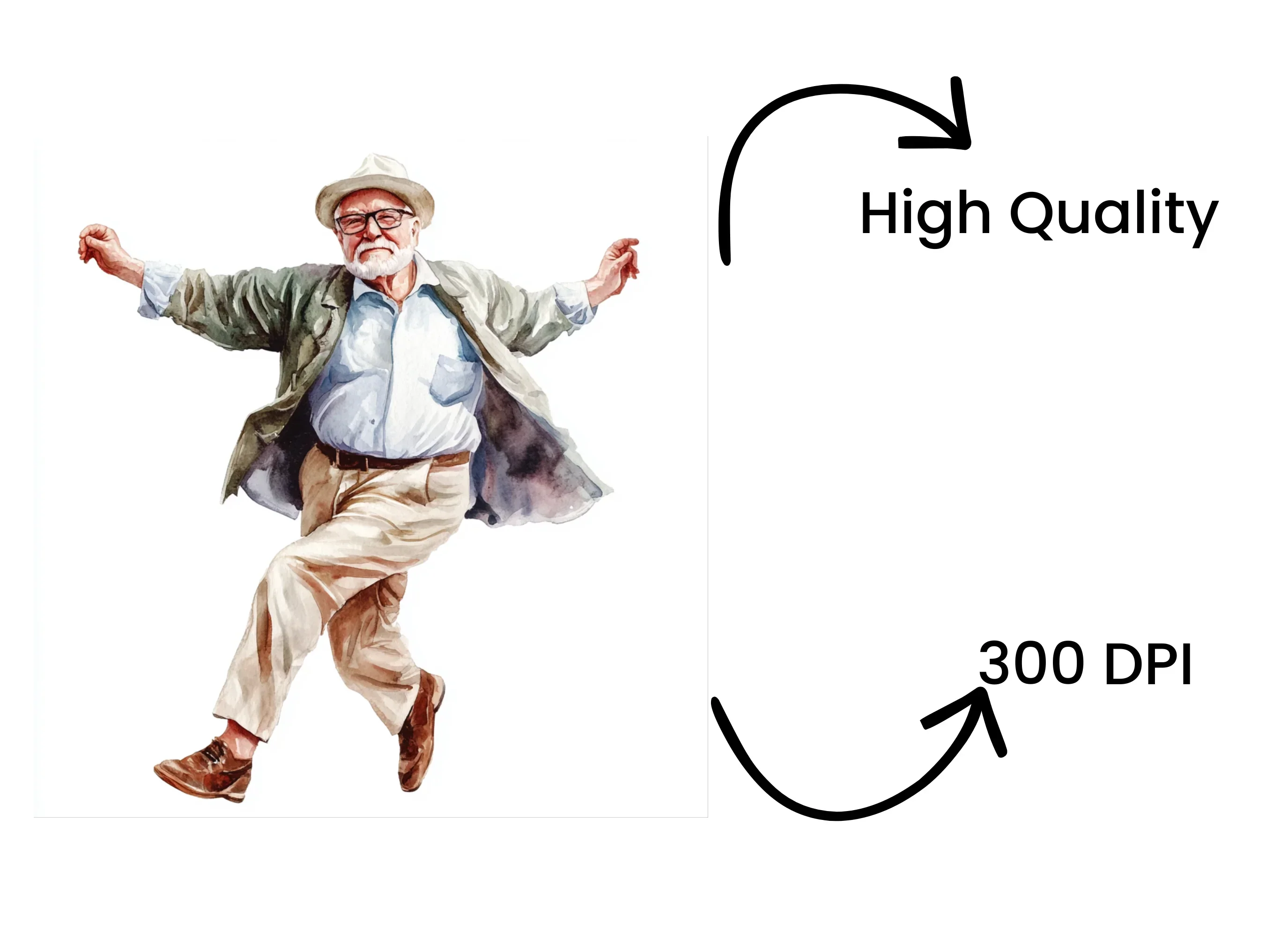 Happy Elderly Men Dancing Clipart Bundle - Image 4