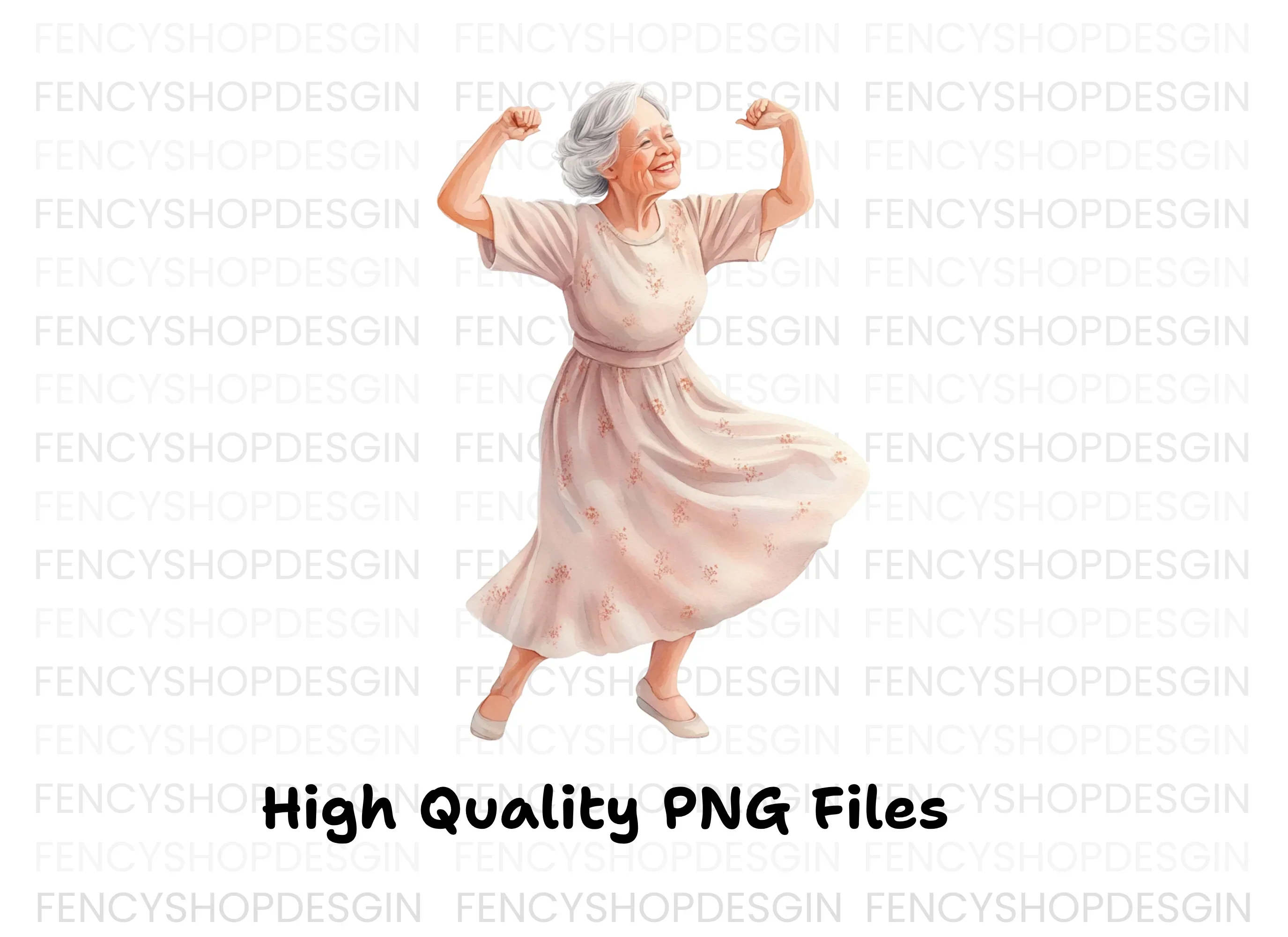 Happy Elderly Woman Dancing Clipart Bundle - Image 2