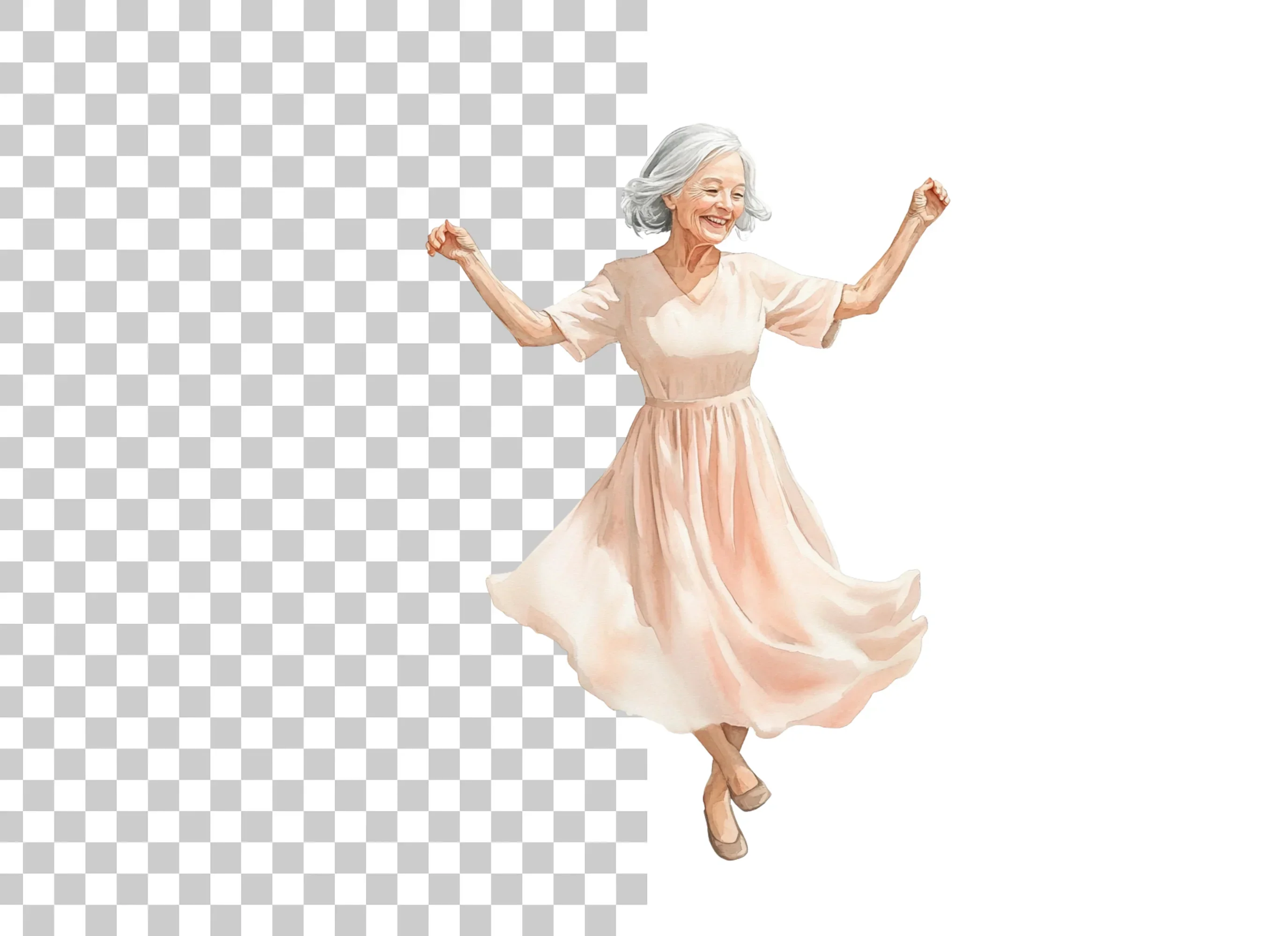 Happy Elderly Woman Dancing Clipart Bundle - Image 6