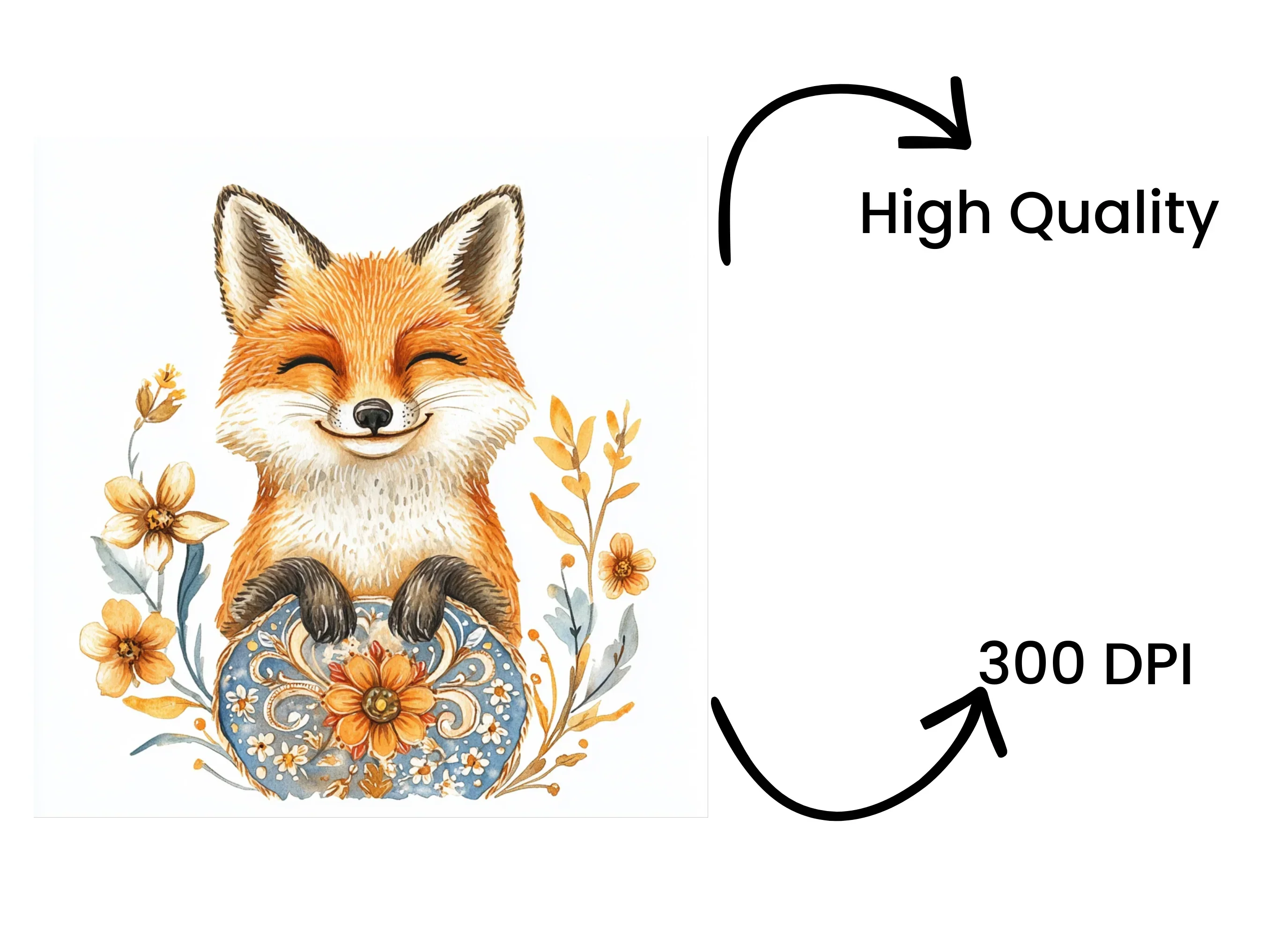 Happy Fox in Floral Egg Clipart Bundle - Image 4