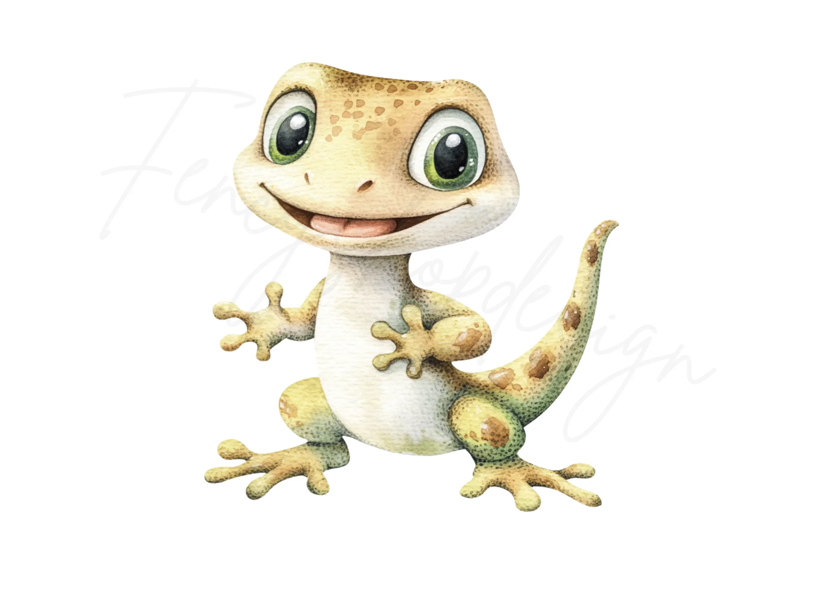 Happy Gecko Lizard Cartoon Clipart Bundle - Image 3