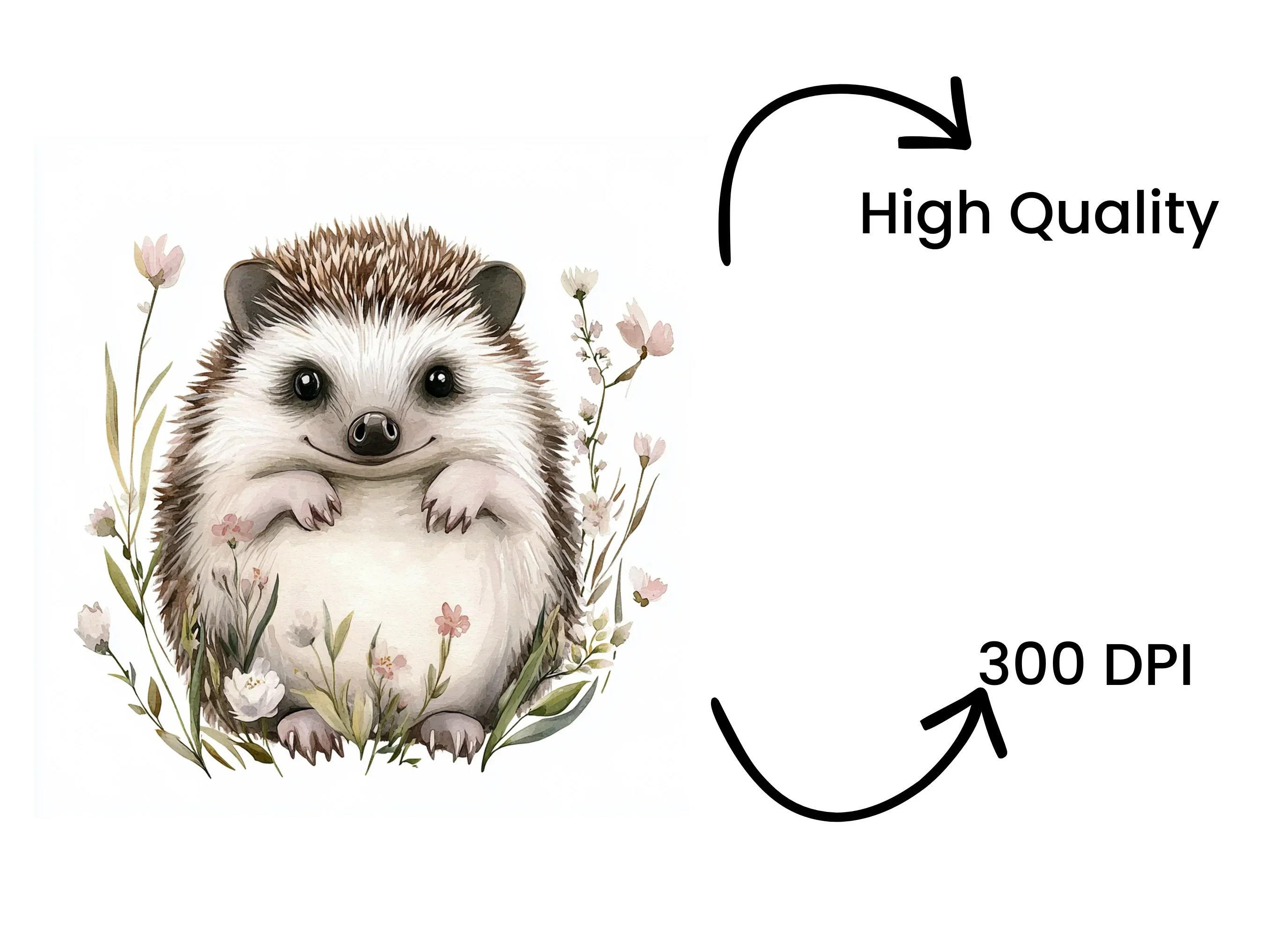 Happy Hedgehog in Wildflowers Clipart Bundle - Image 4