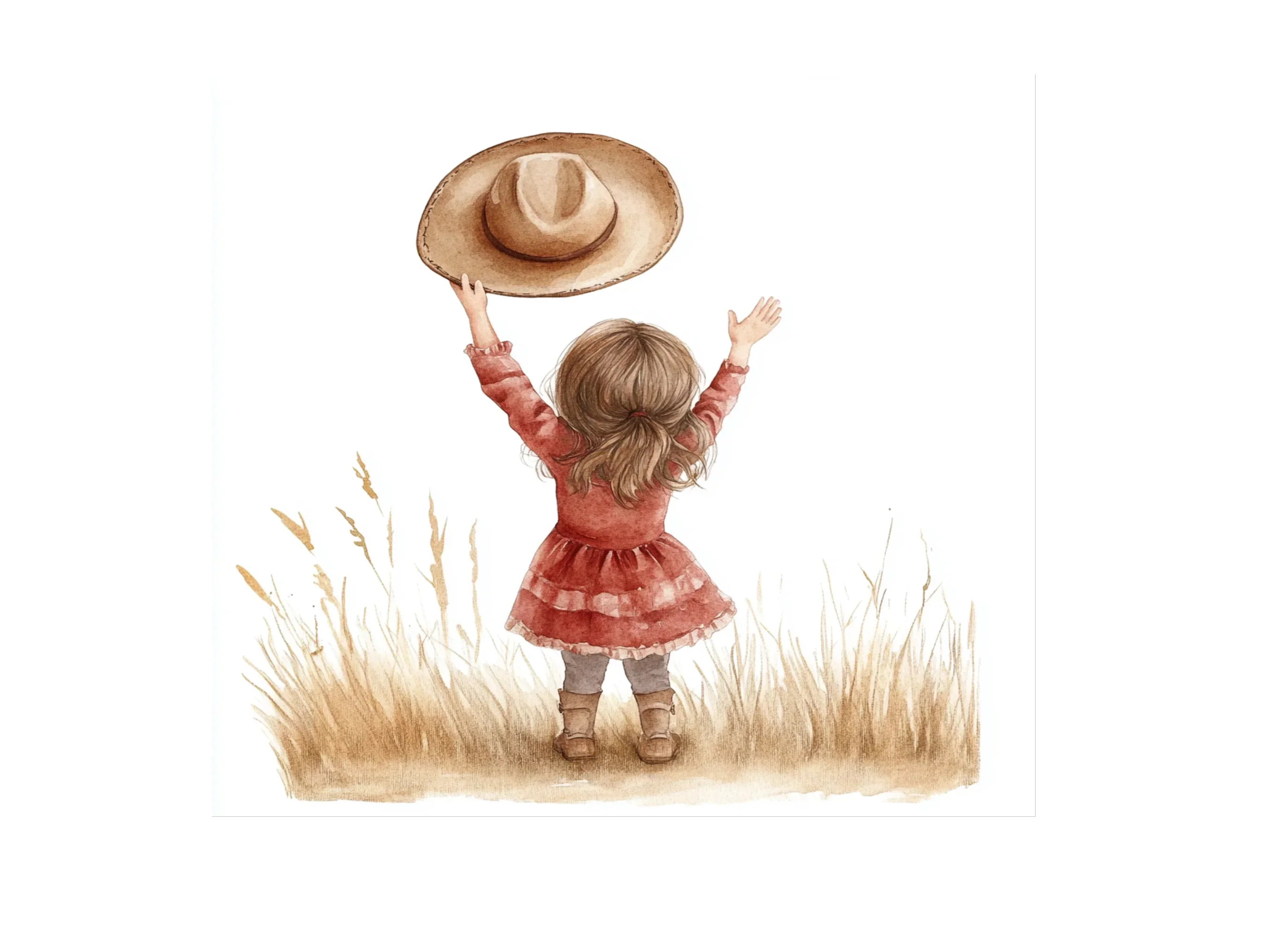 Happy Little Cowgirls with Hats Clipart Bundle - Image 3