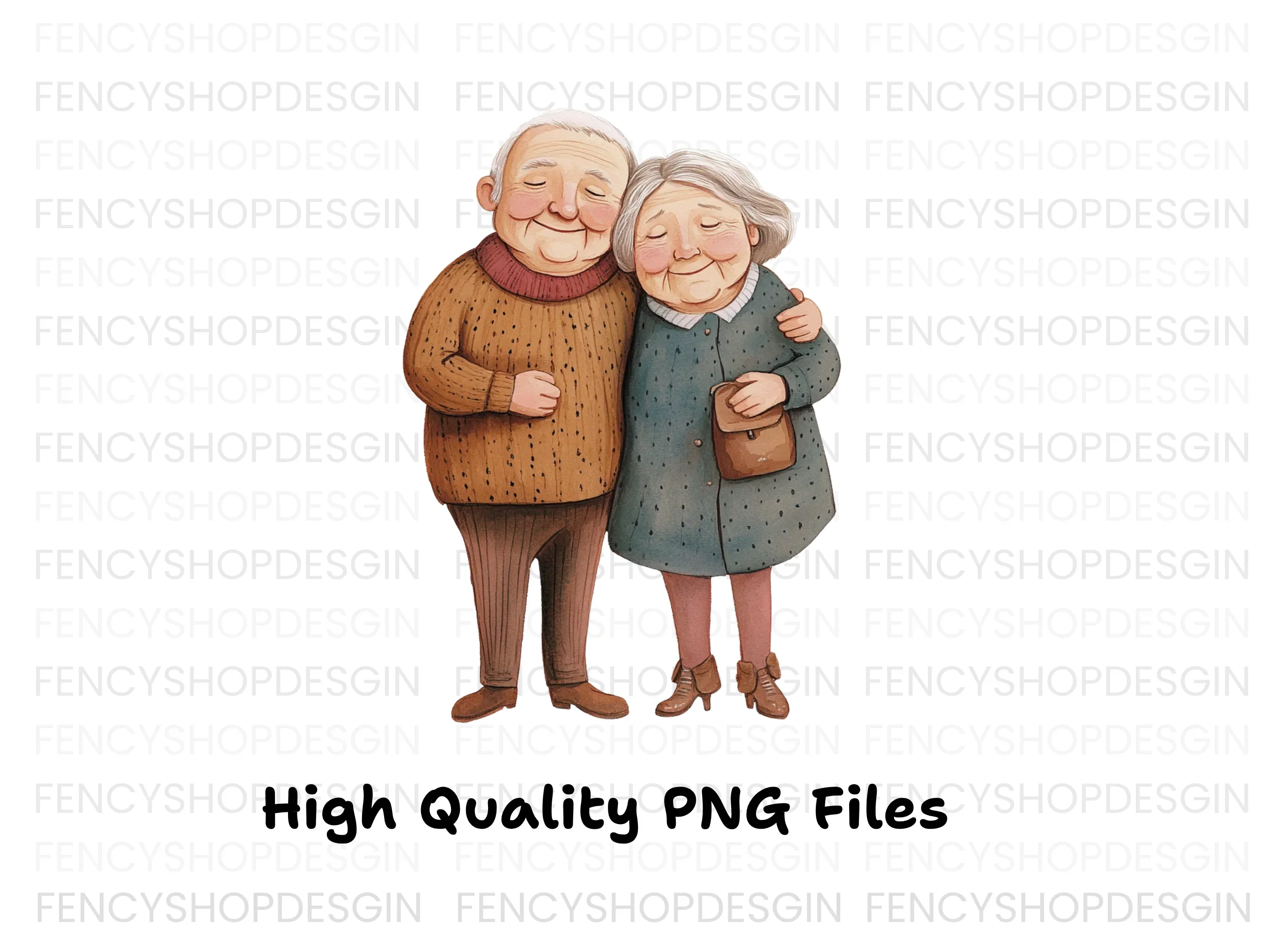 Happy Senior Couples Hugging Clipart Bundle - Image 3