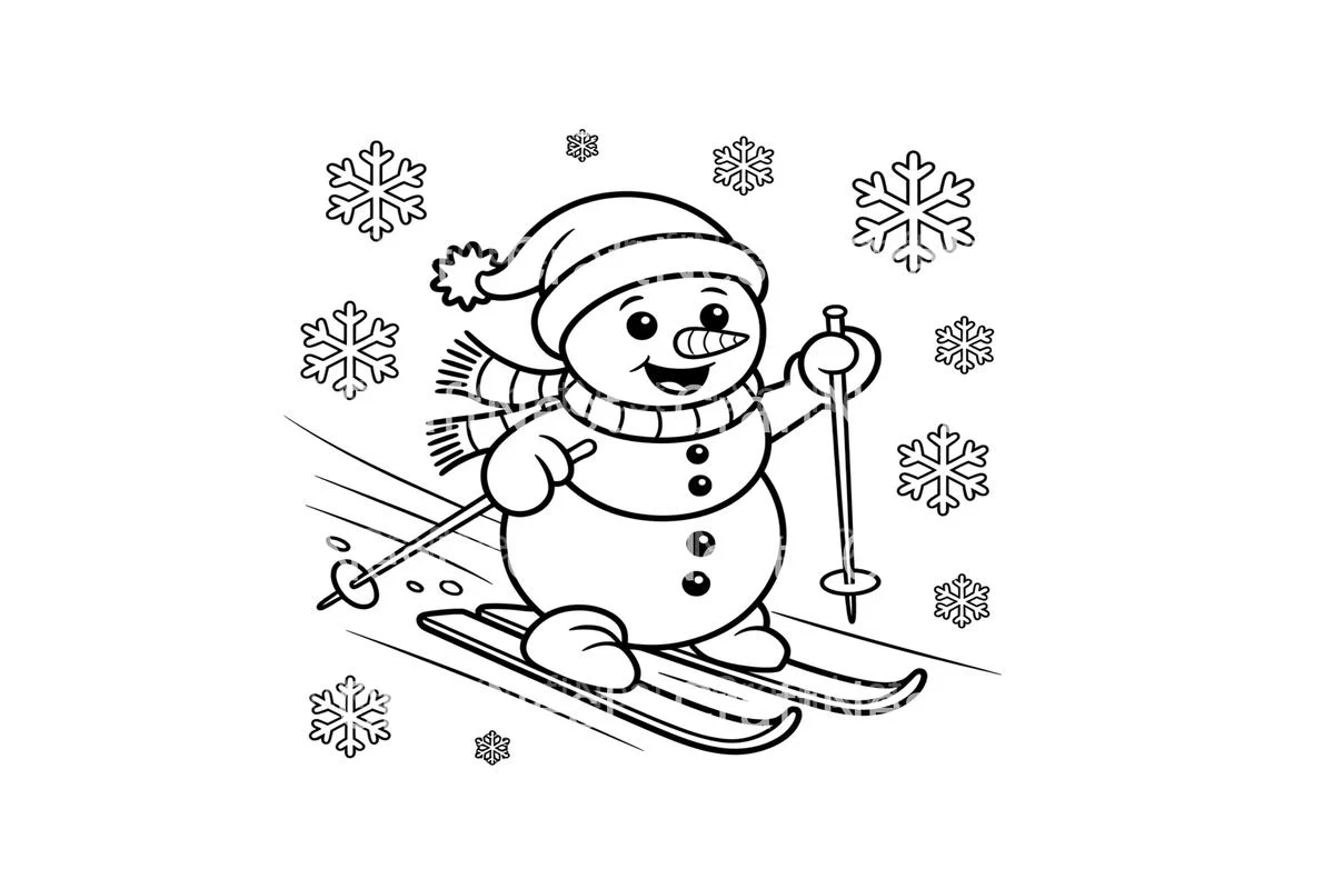 Happy Snowmen Skiing Coloring Books - Image 2