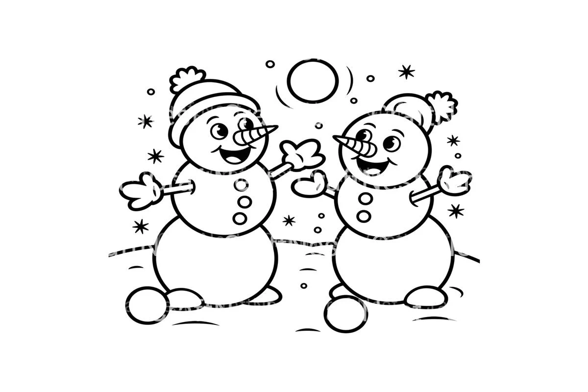 Happy Snowmen Winter Scene Coloring Books - Image 3