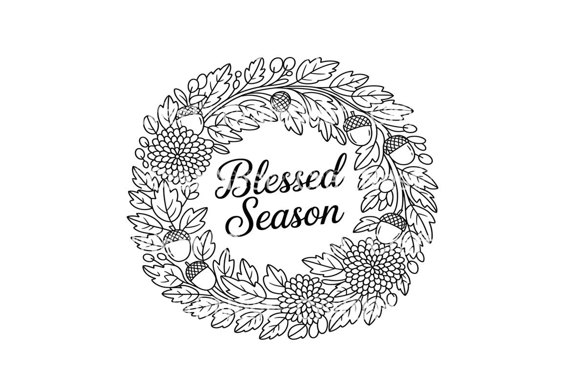 Harvest Blessed Season Wreaths Coloring Books - Image 2