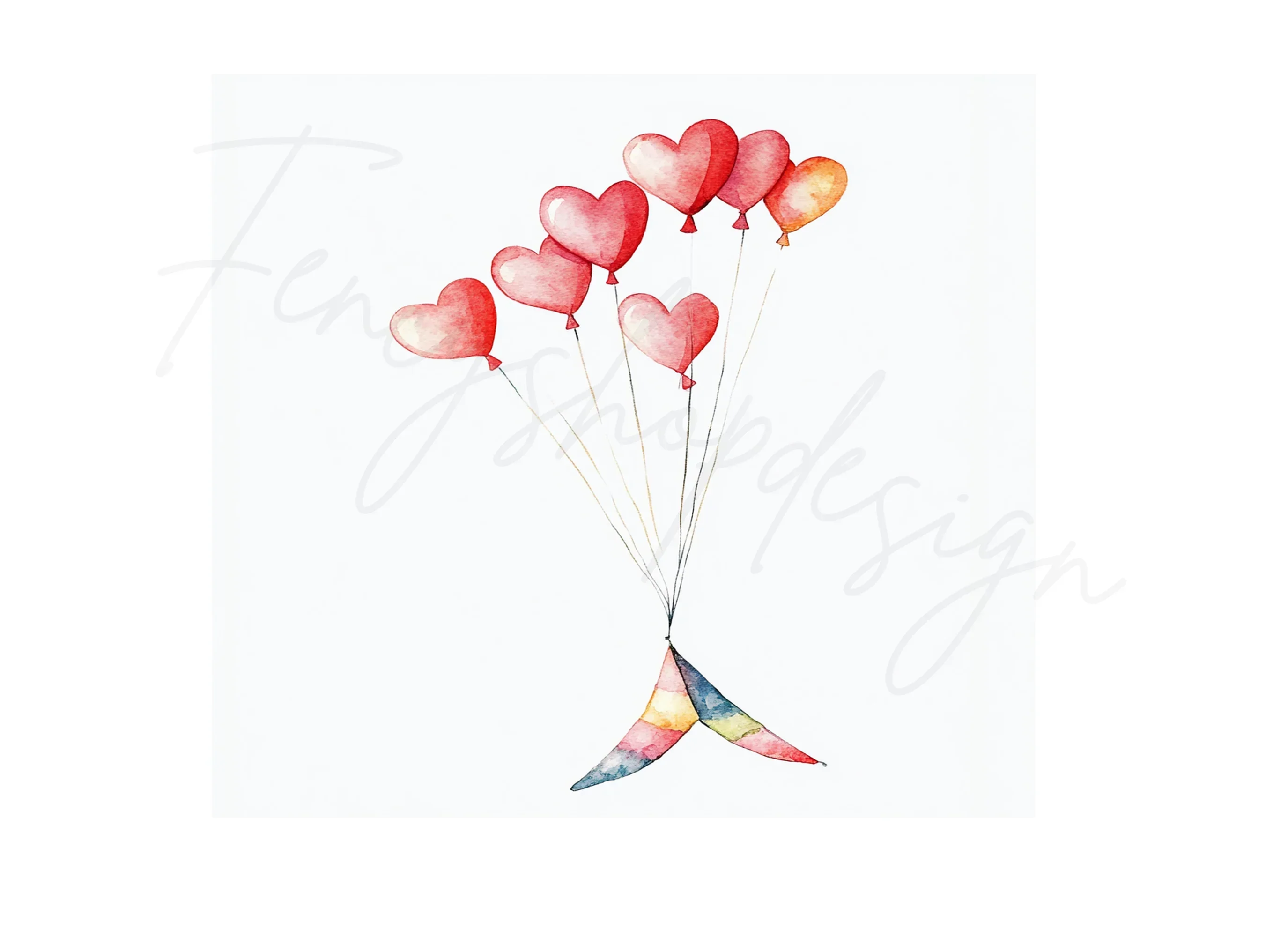 Heart Balloons with Kite Clipart Bundle - Image 3