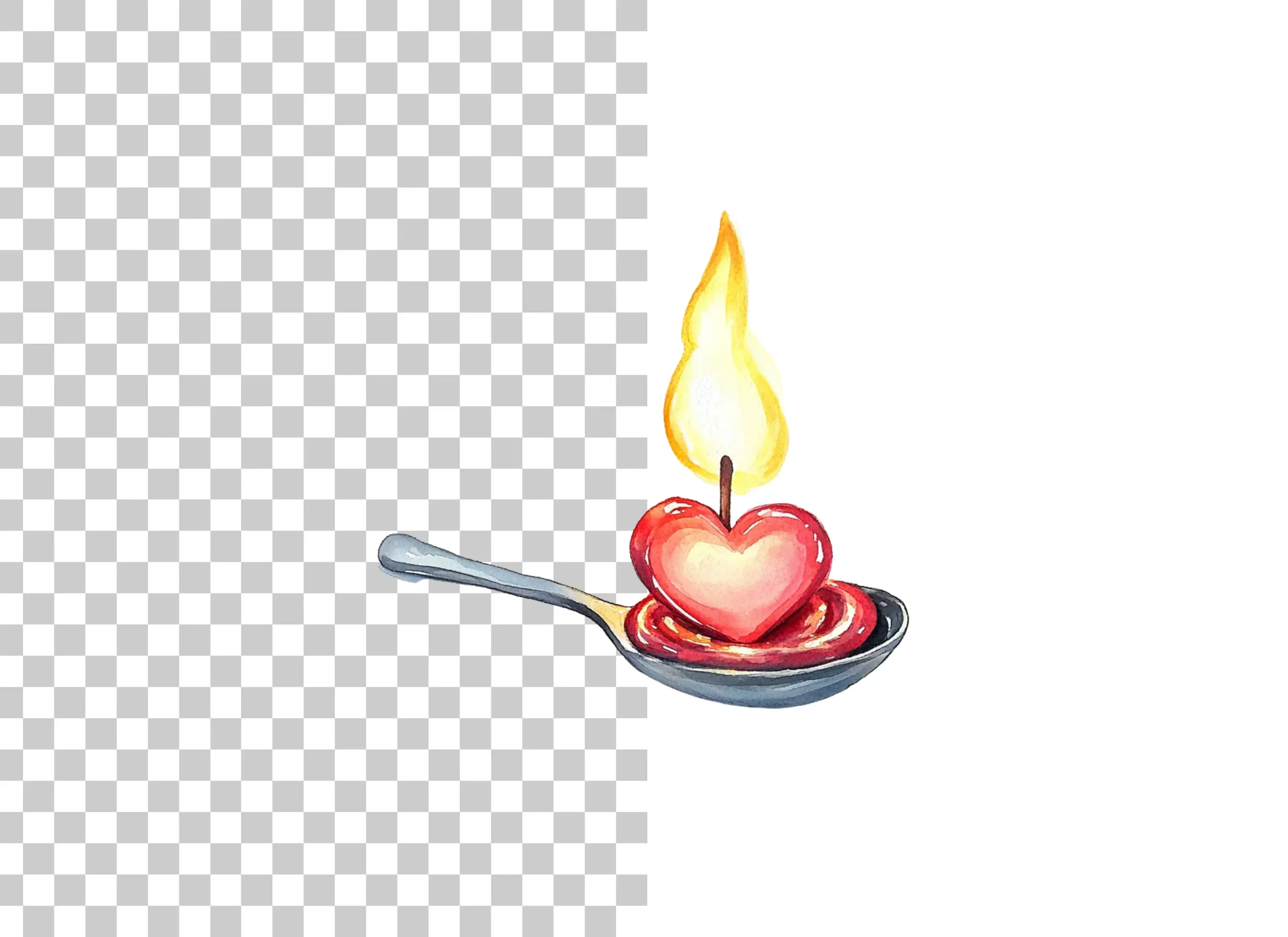 Heart Candle on Spoon Clipart Bundle - Image 2