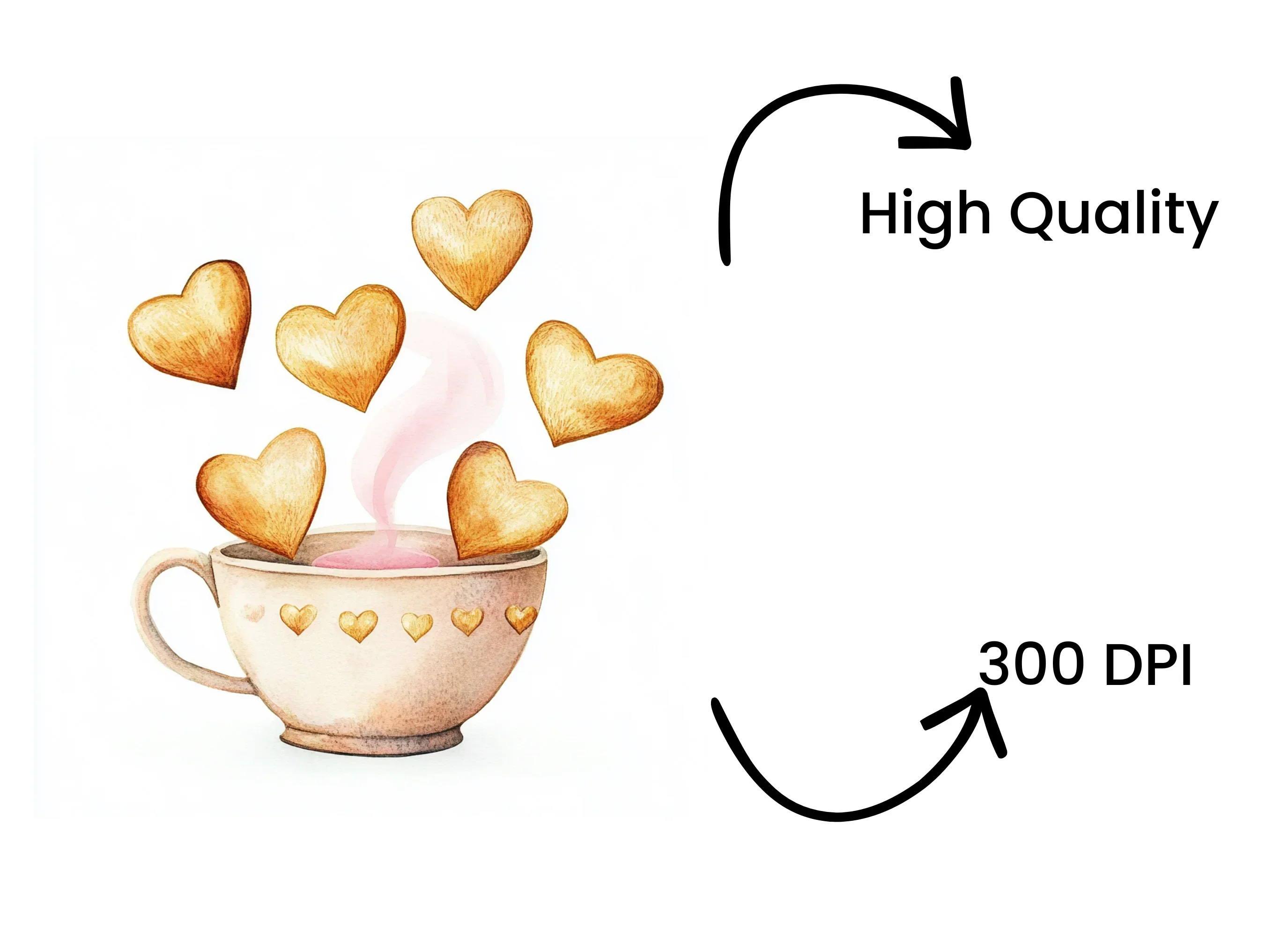 Heart Cookies in Teacups Clipart Bundle - Image 4